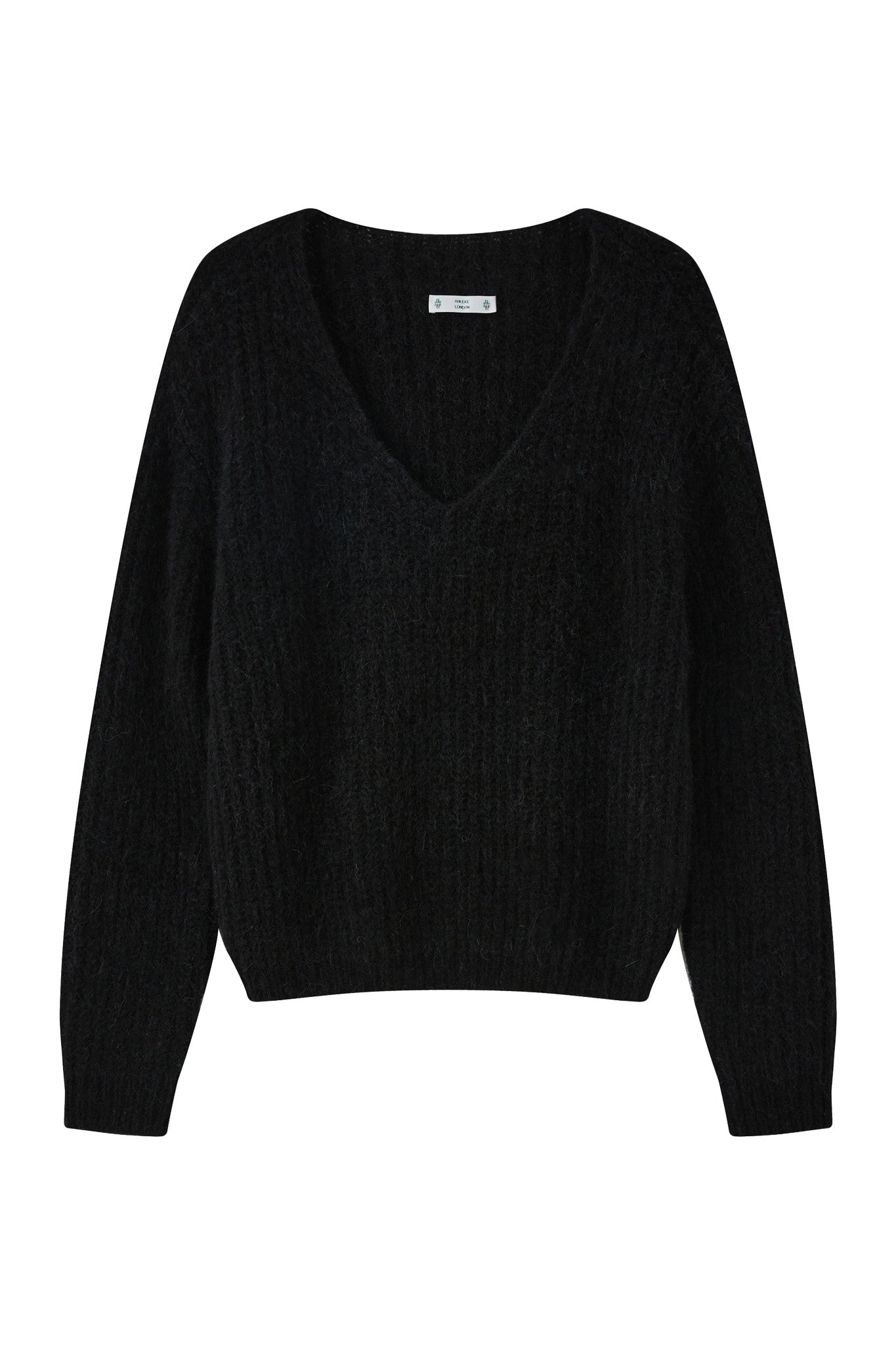 Immy V-neck Basic Alpaca wool Knit Jumper - Black