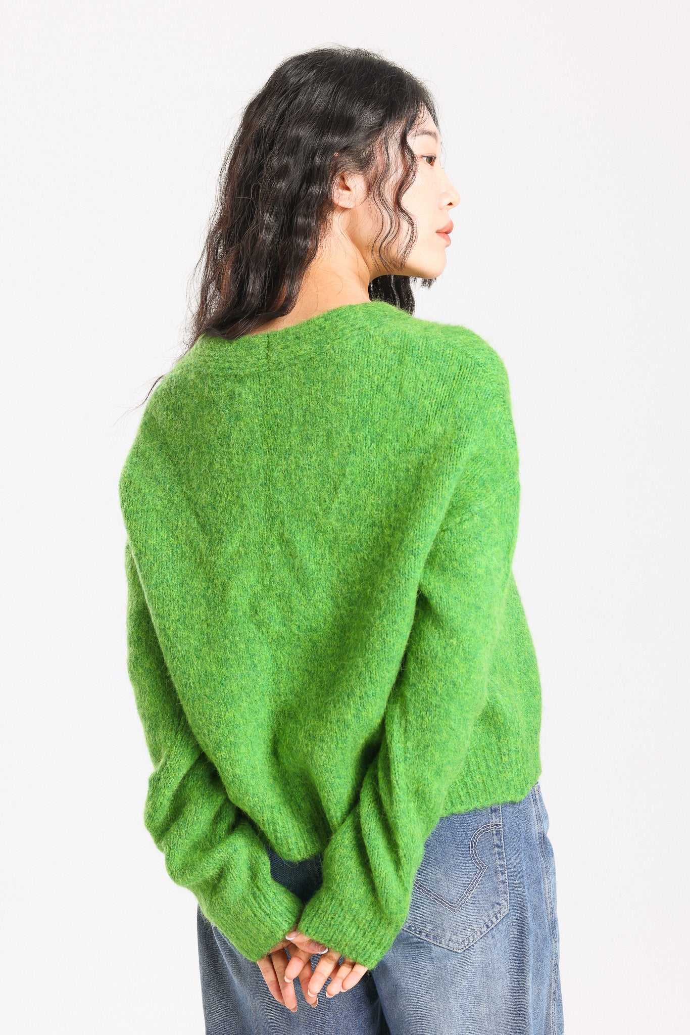Lara Alpaca wool Knit Cardigan - Green
