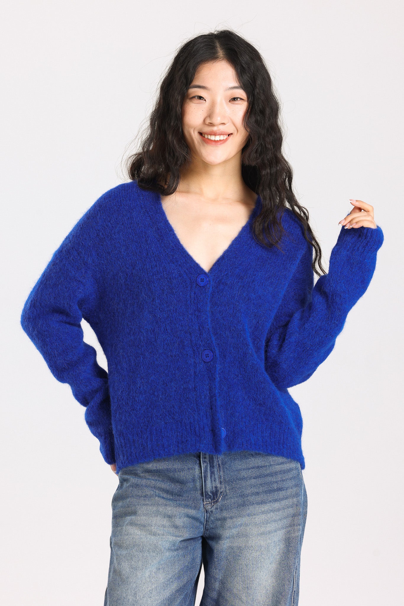 Lara Alpaca wool Knit Cardigan - Royal Blue