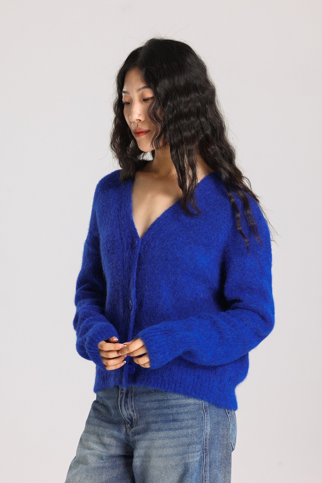 Lara Alpaca wool Knit Cardigan - Royal Blue