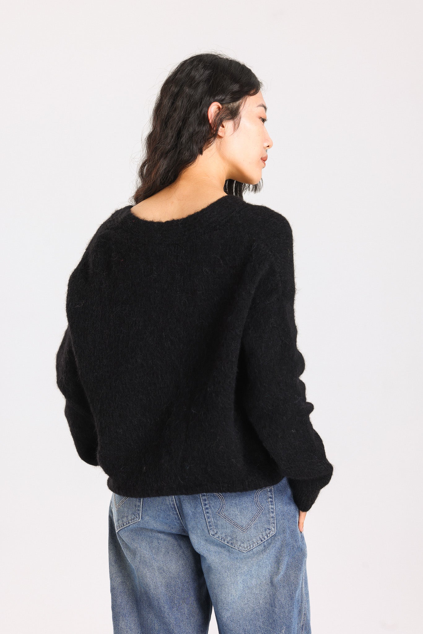 Lara Alpaca wool Knit Cardigan - Black