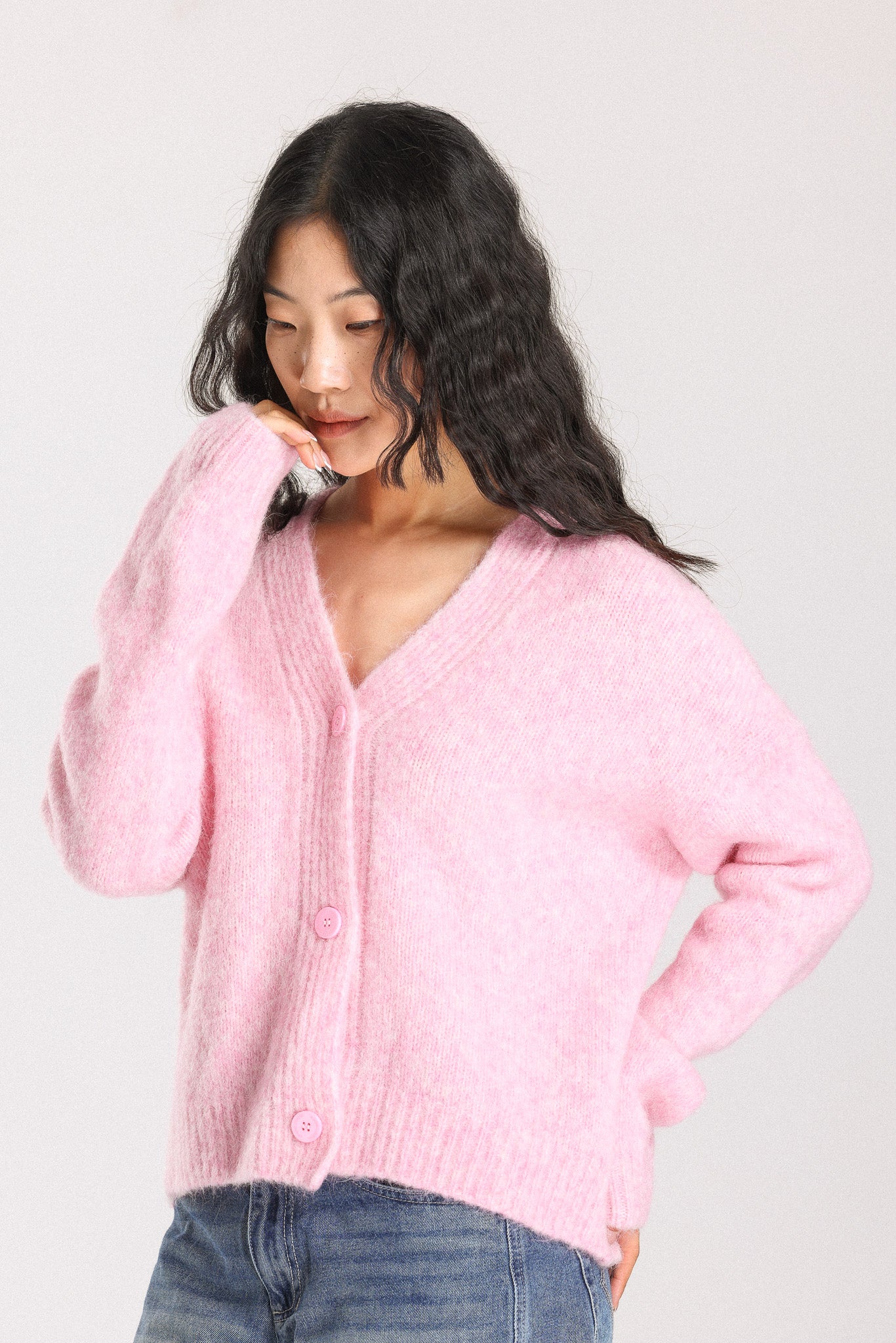 Lara Alpaca wool Knit Cardigan - Pink