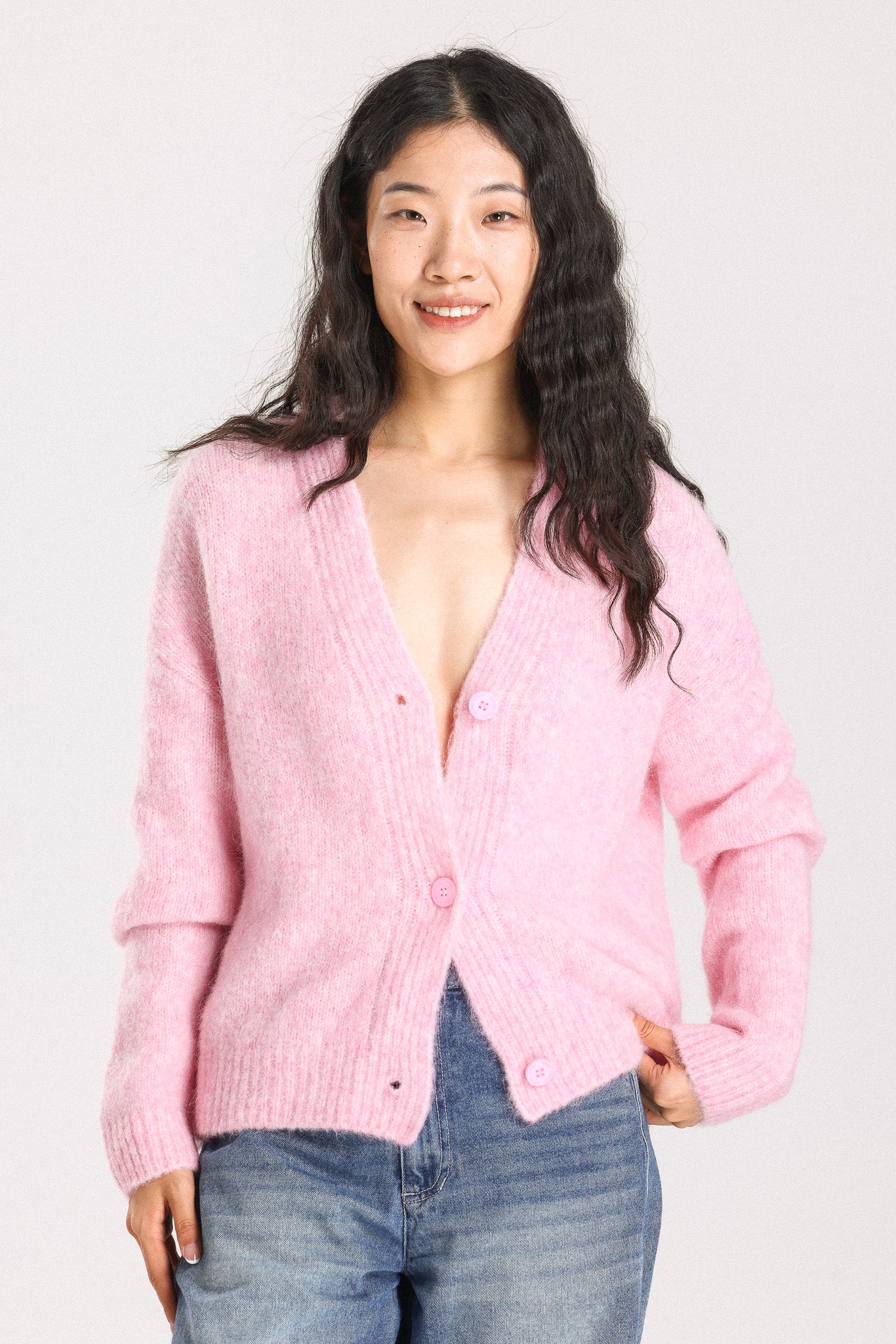 Lara Alpaca wool Knit Cardigan - Pink