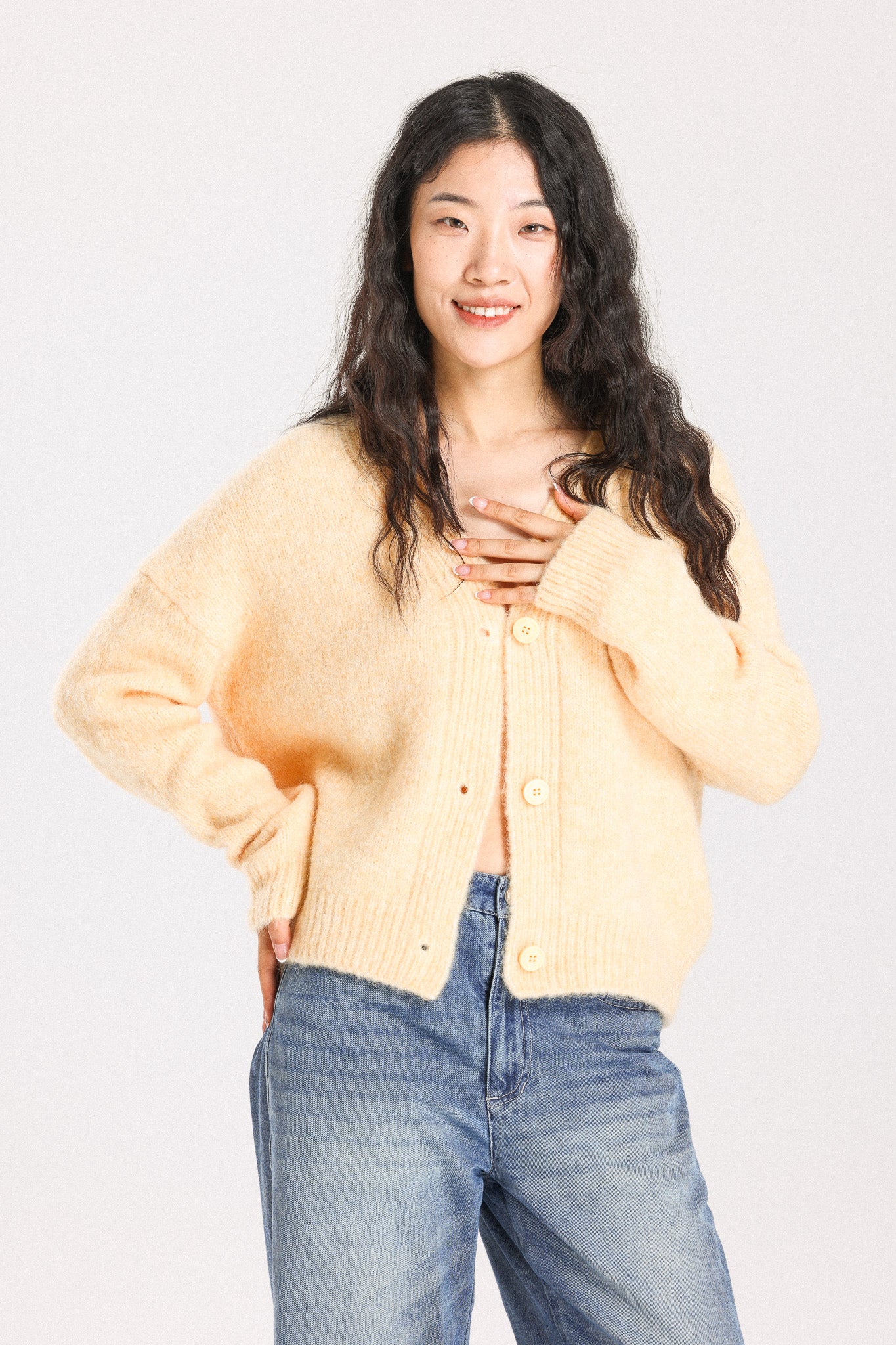 Lara Alpaca wool Knit Cardigan - Yellow