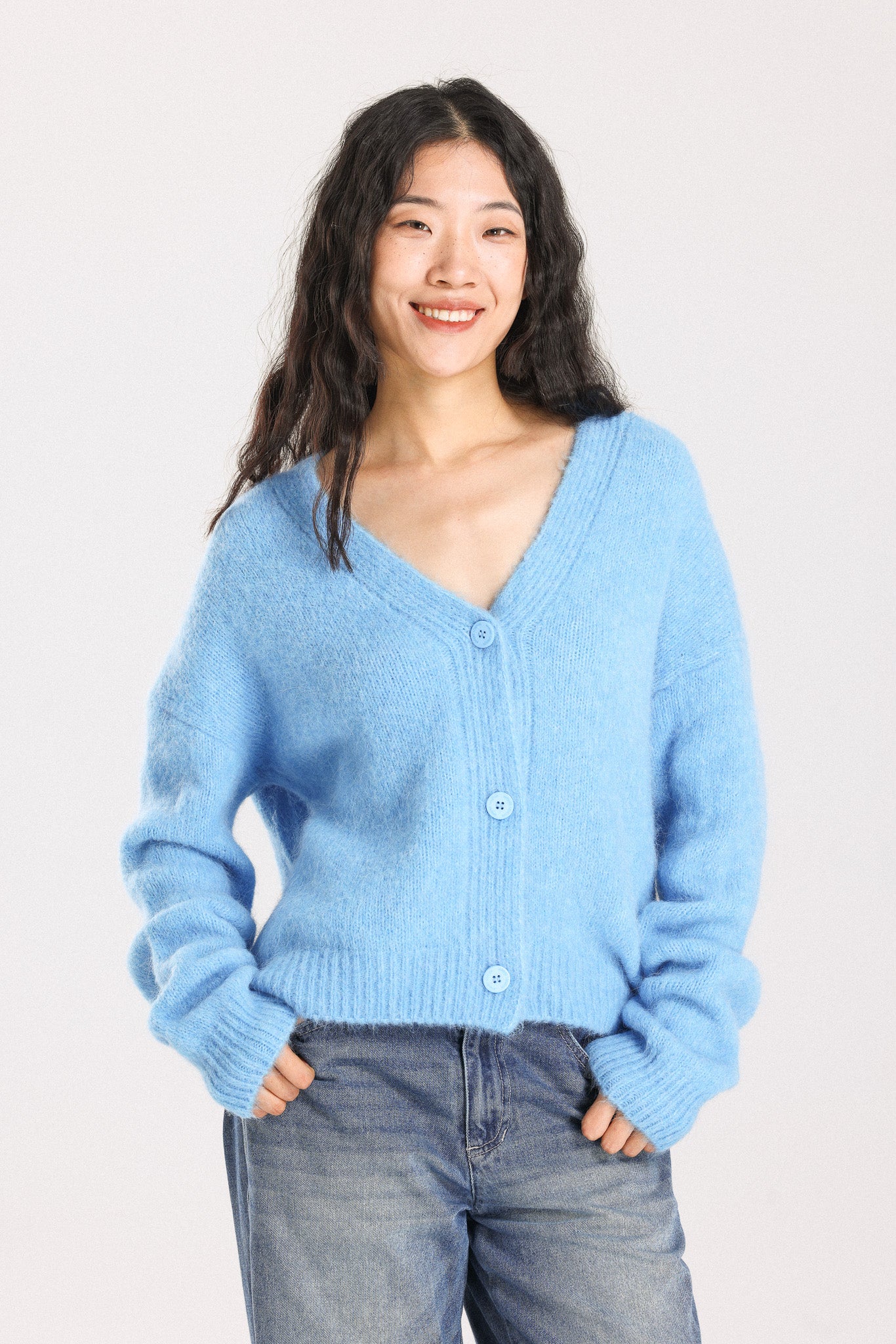 Lara Alpaca wool Knit Cardigan - Sky