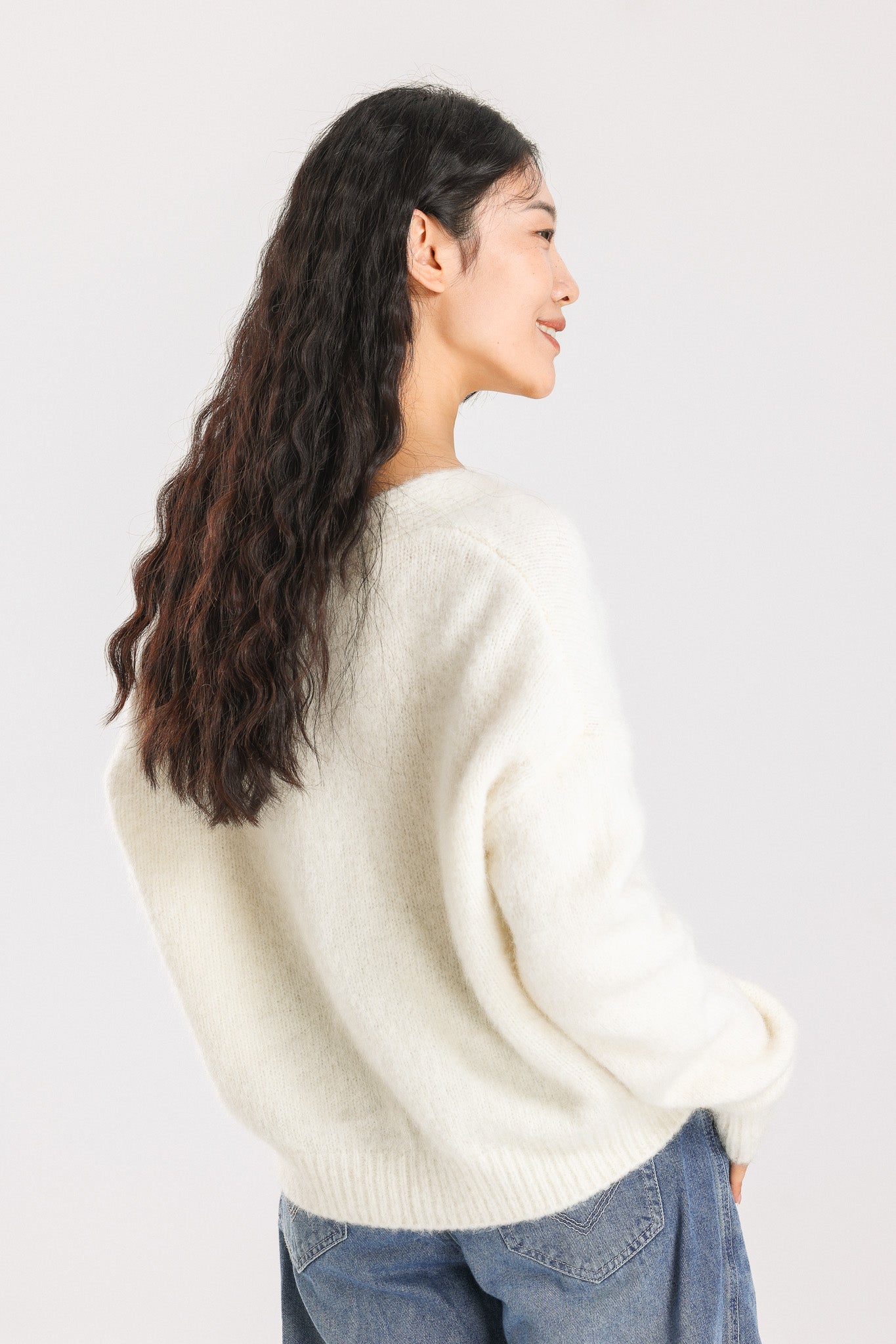 Lara Alpaca wool Knit Cardigan - White