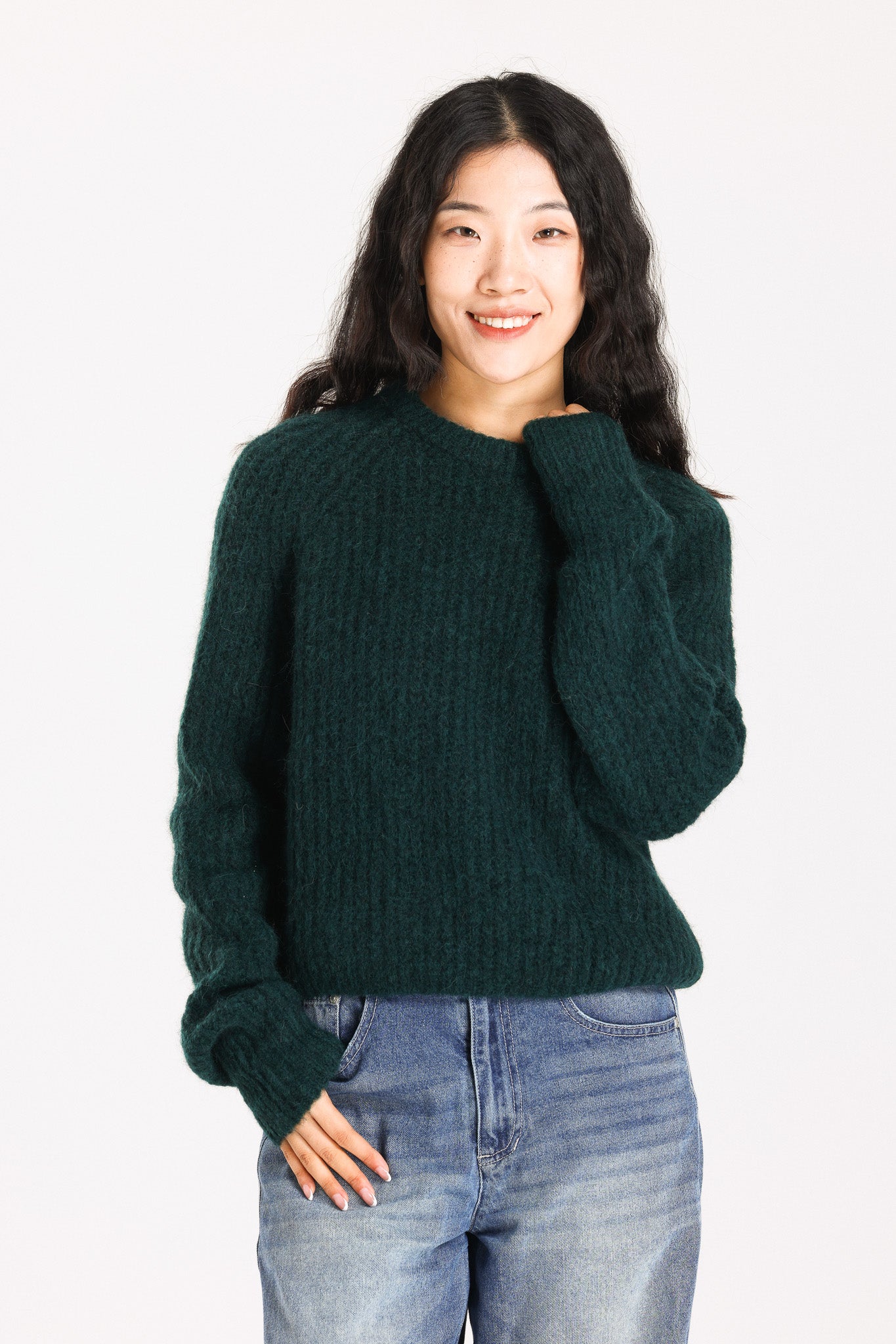 Janet Ribbed Alpaca wool Knit Jumper - Forest