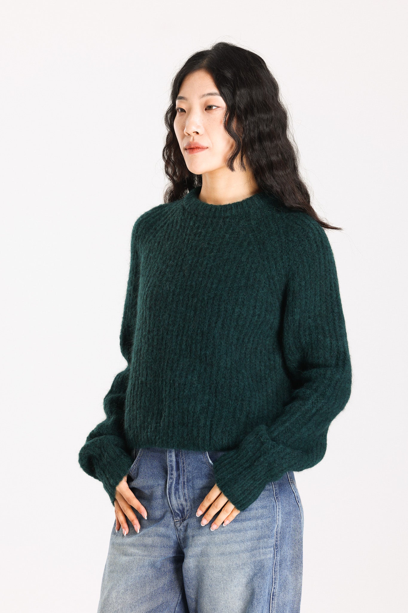 Janet Ribbed Alpaca wool Knit Jumper - Forest