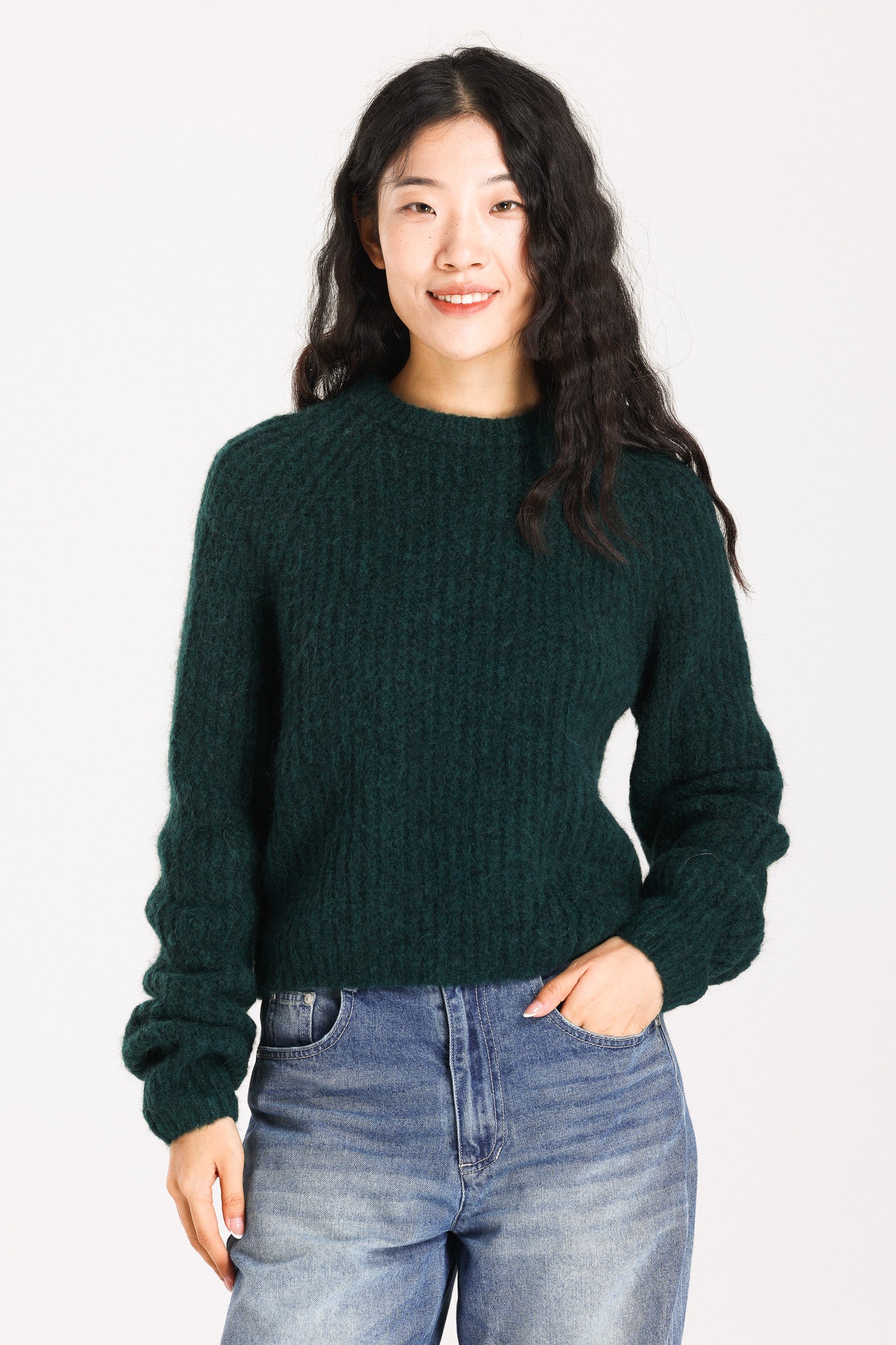 Janet Ribbed Alpaca wool Knit Jumper - Forest