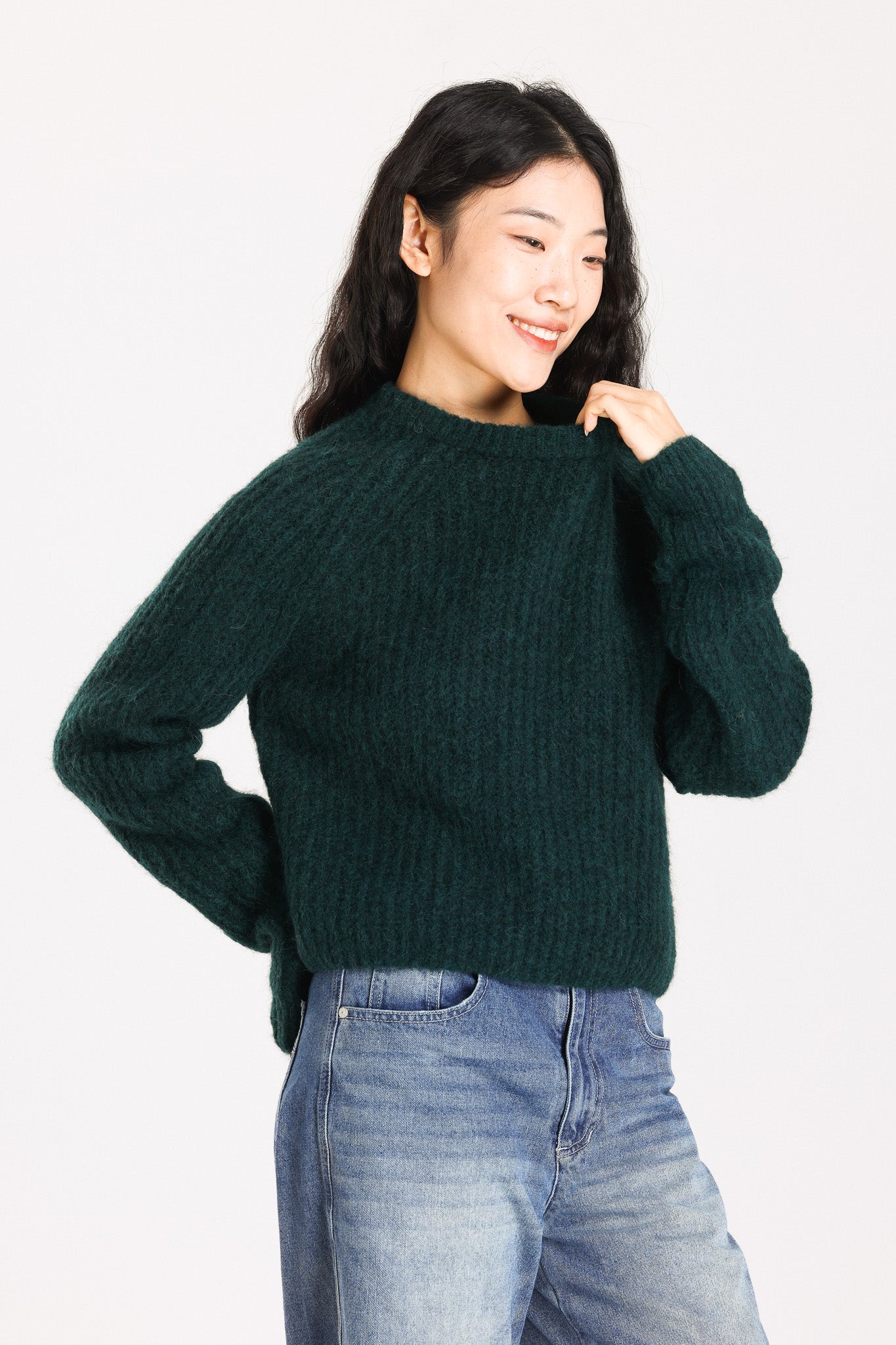Janet Ribbed Alpaca wool Knit Jumper - Forest