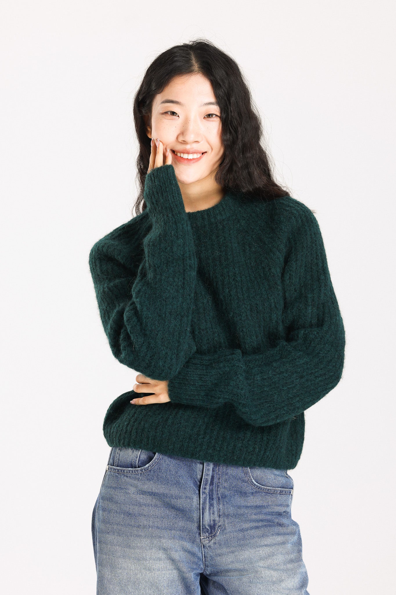 Janet Ribbed Alpaca wool Knit Jumper - Forest