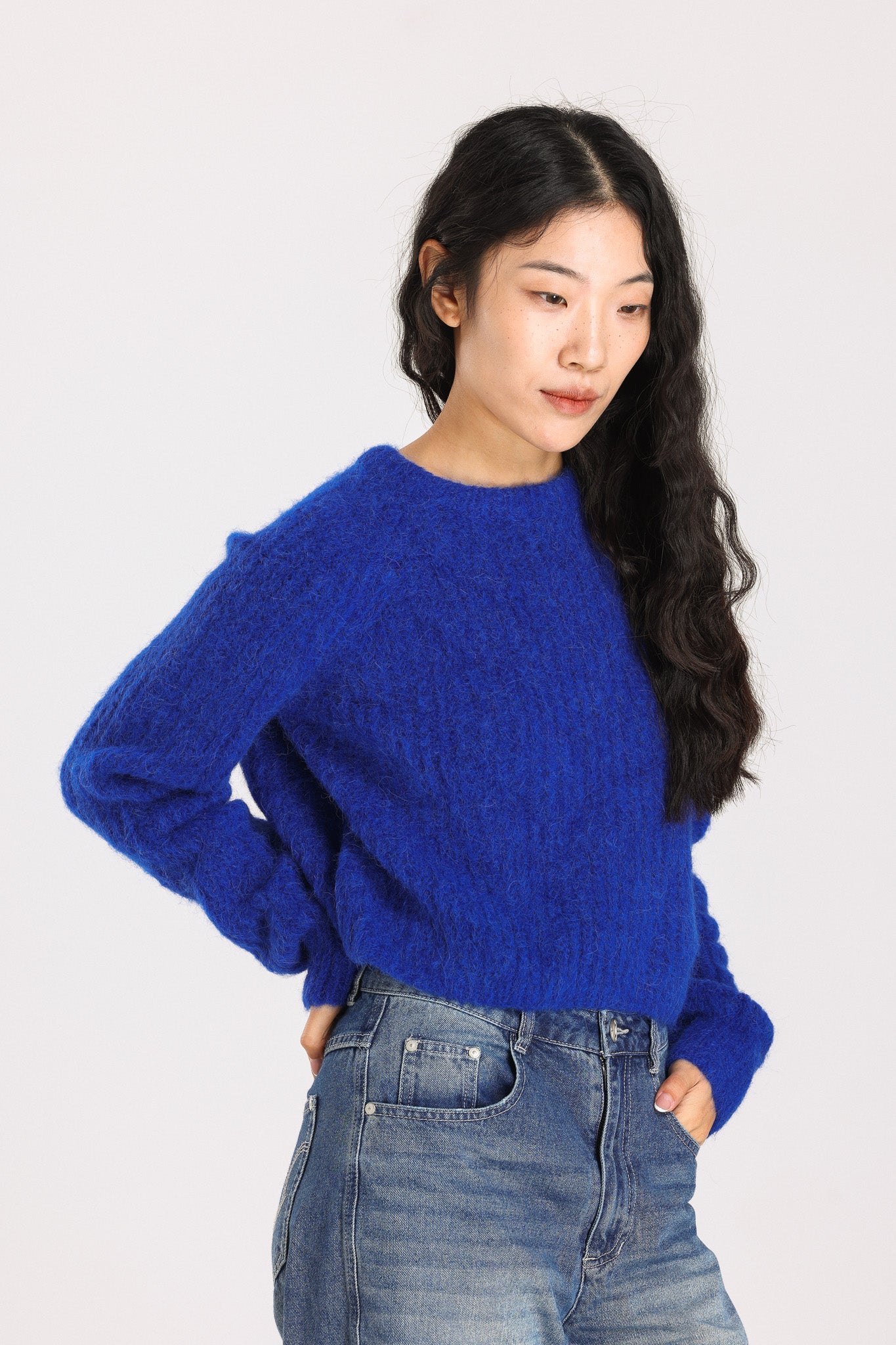 Janet Ribbed Alpaca wool Knit Jumper - Royal Blue