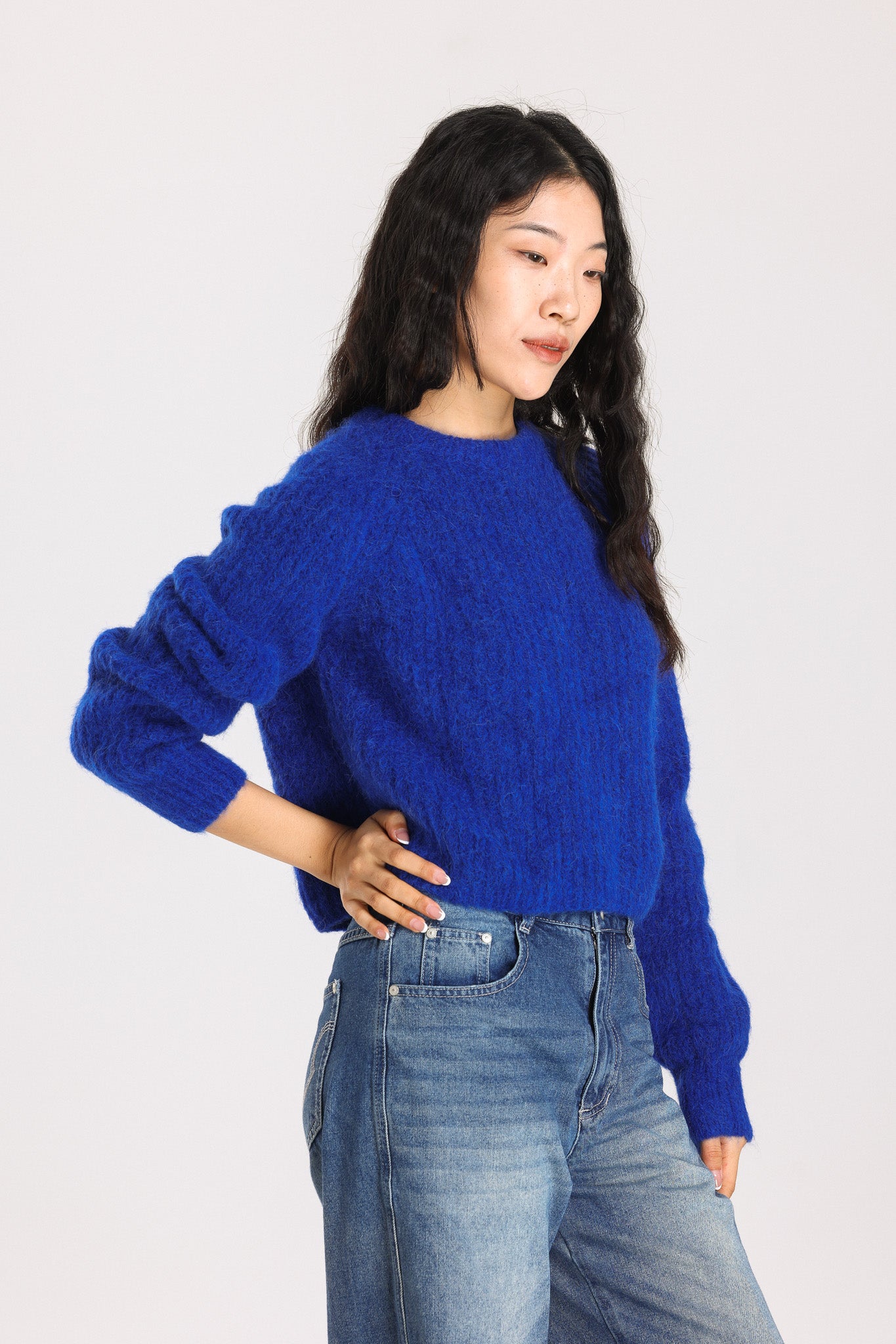 Janet Ribbed Alpaca wool Knit Jumper - Royal Blue