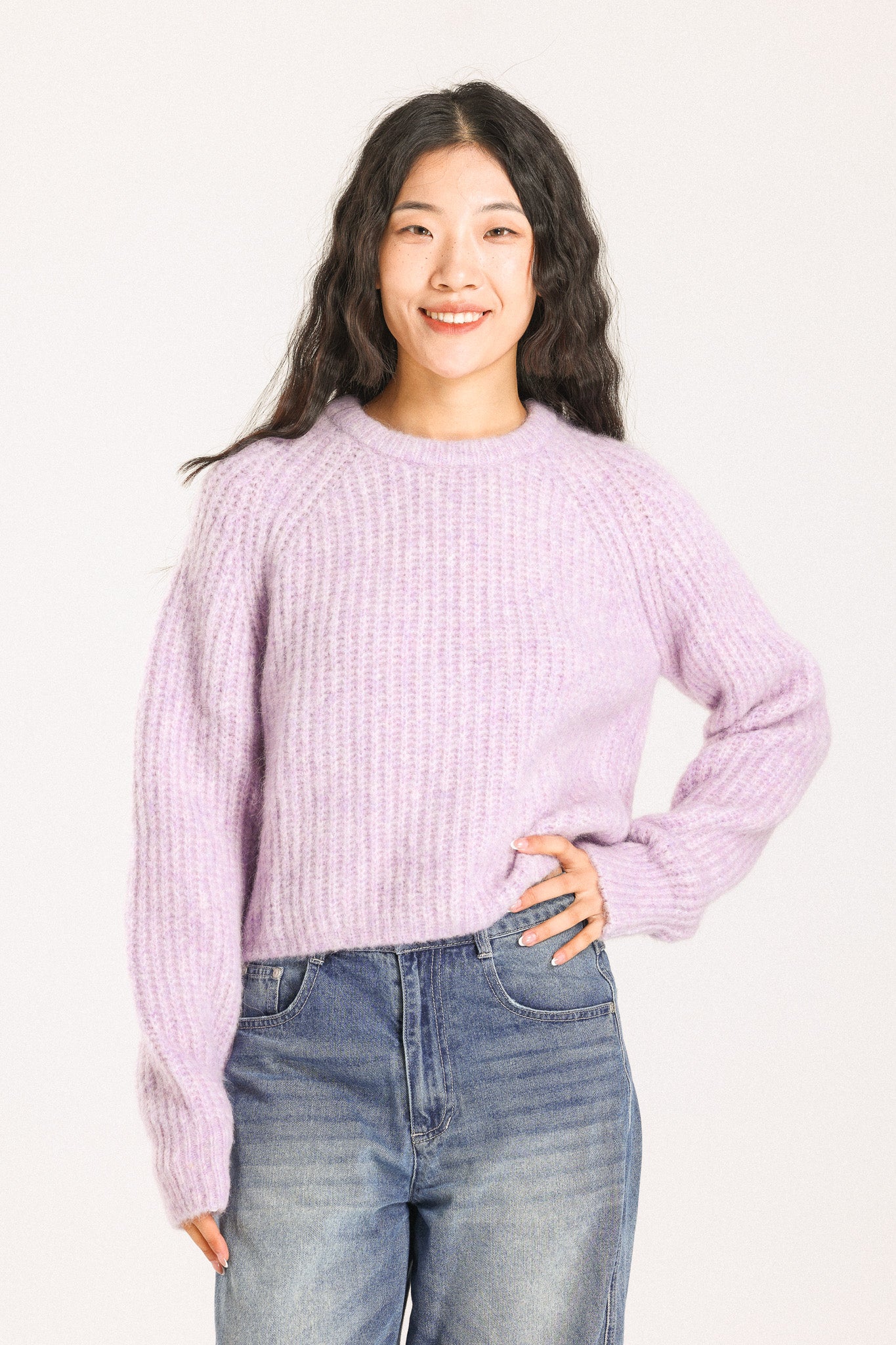 Janet Ribbed Alpaca wool Knit Jumper - Purple