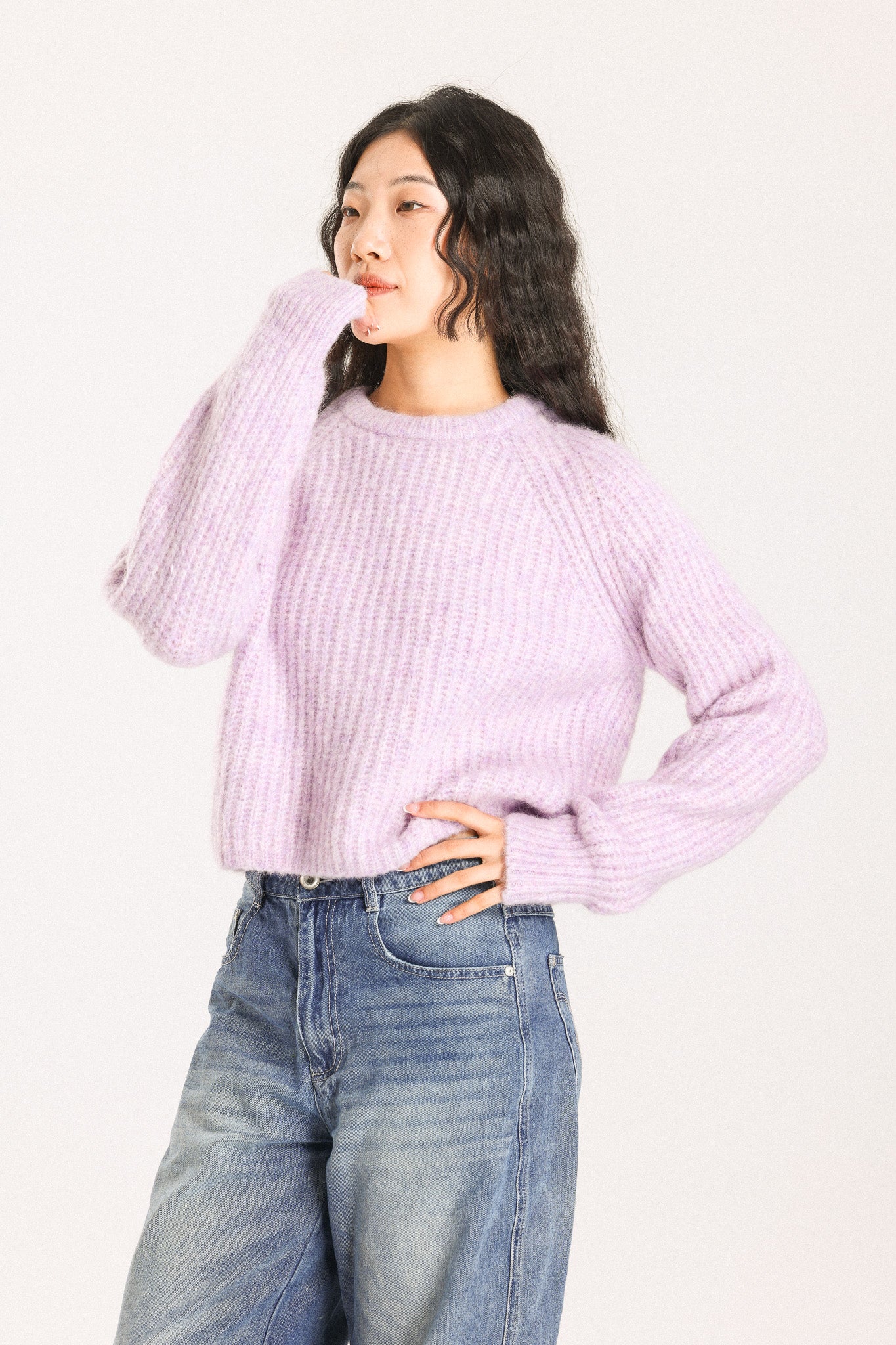 Janet Ribbed Alpaca wool Knit Jumper - Purple