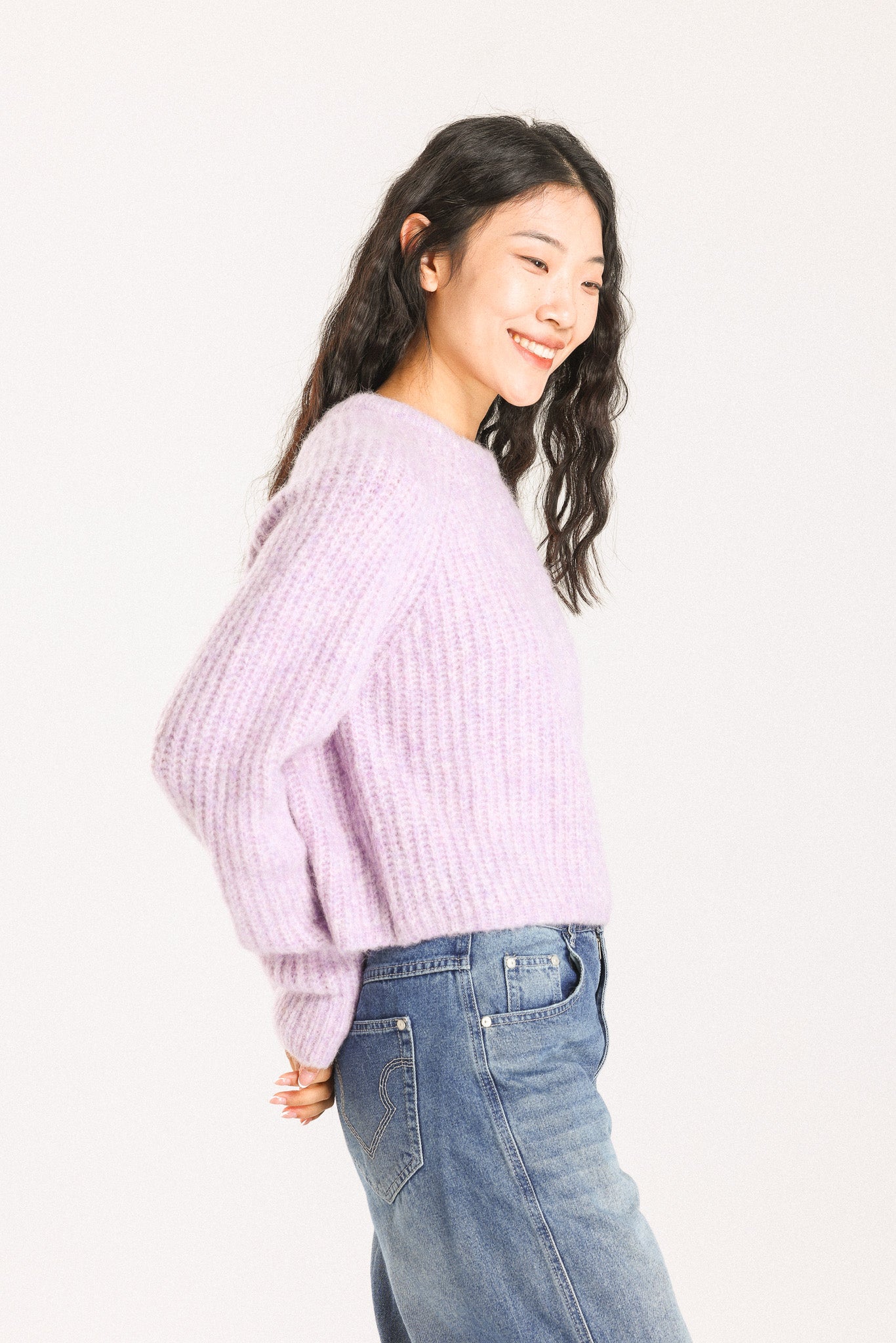 Janet Ribbed Alpaca wool Knit Jumper - Purple