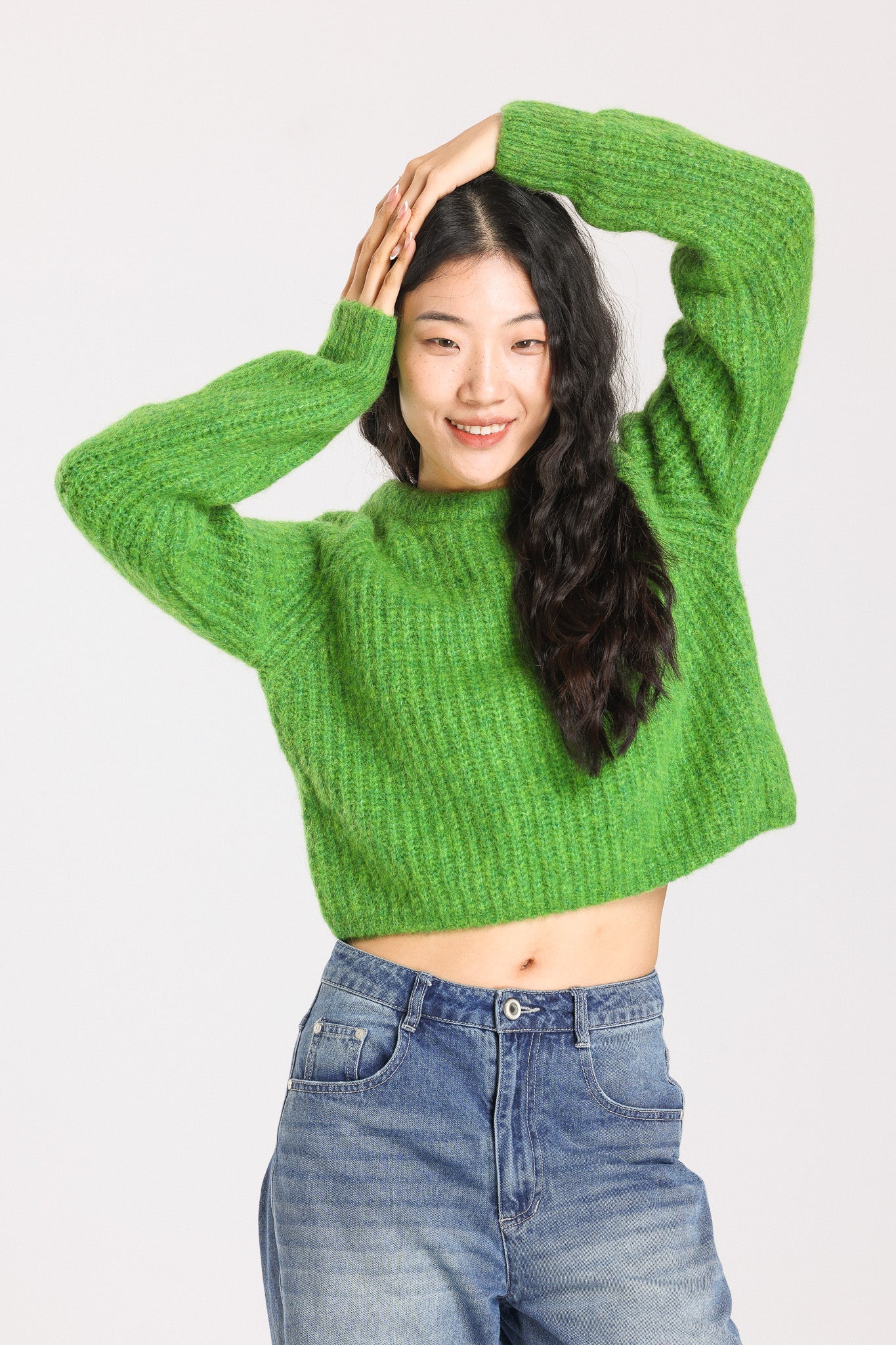 Janet Ribbed Alpaca wool Knit Jumper - Green