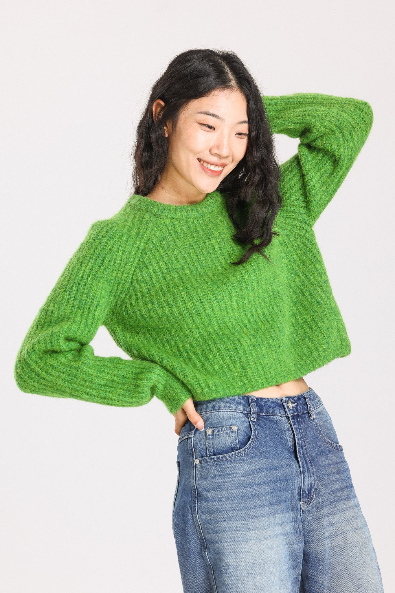 Janet Ribbed Alpaca wool Knit Jumper - Green