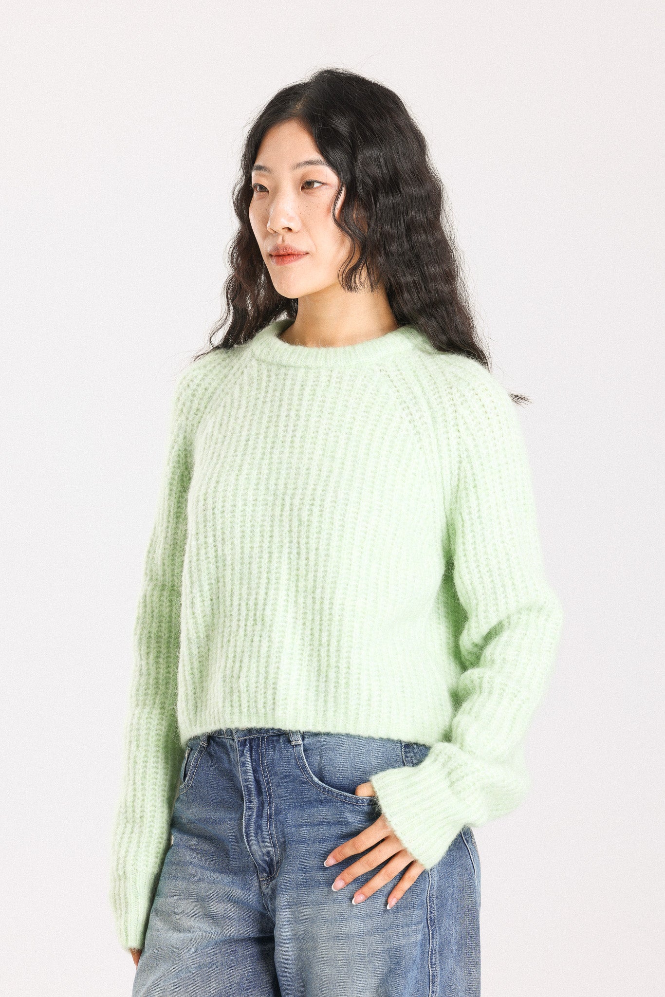 Janet Ribbed Alpaca wool Knit Jumper - Lime