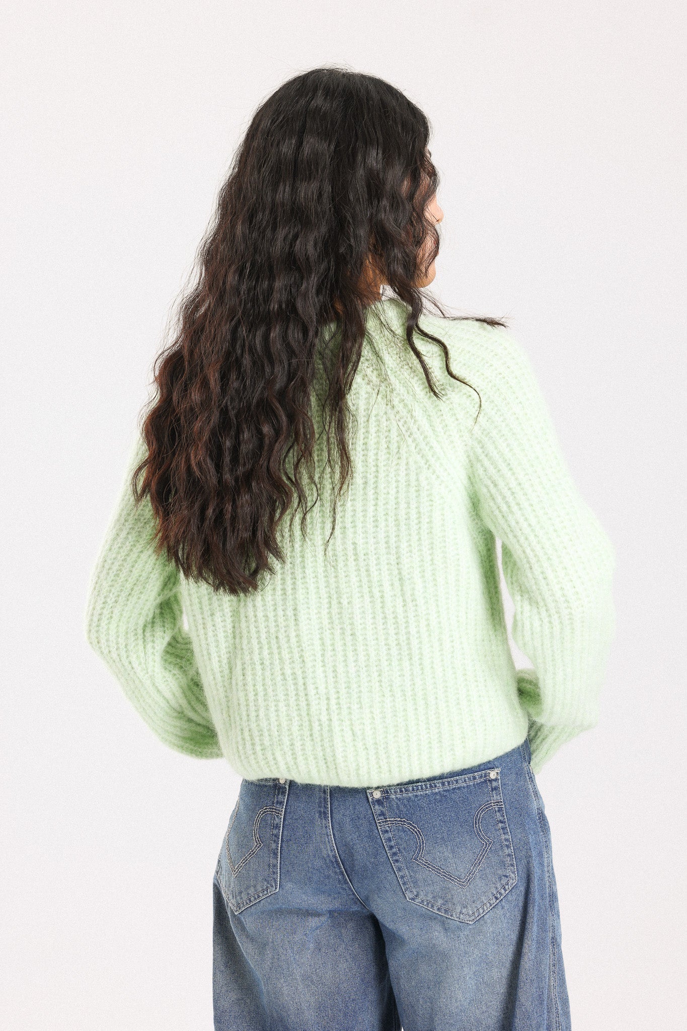 Janet Ribbed Alpaca wool Knit Jumper - Lime