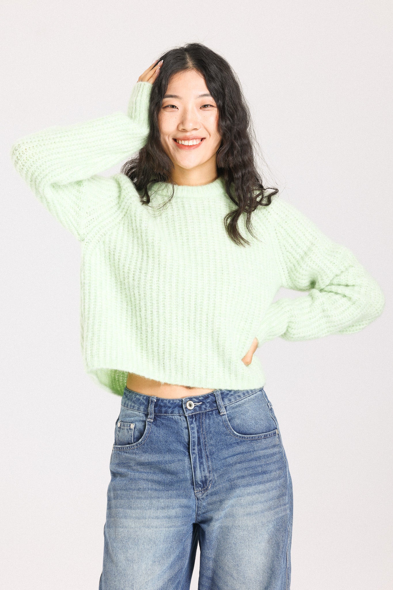 Janet Ribbed Alpaca wool Knit Jumper - Lime
