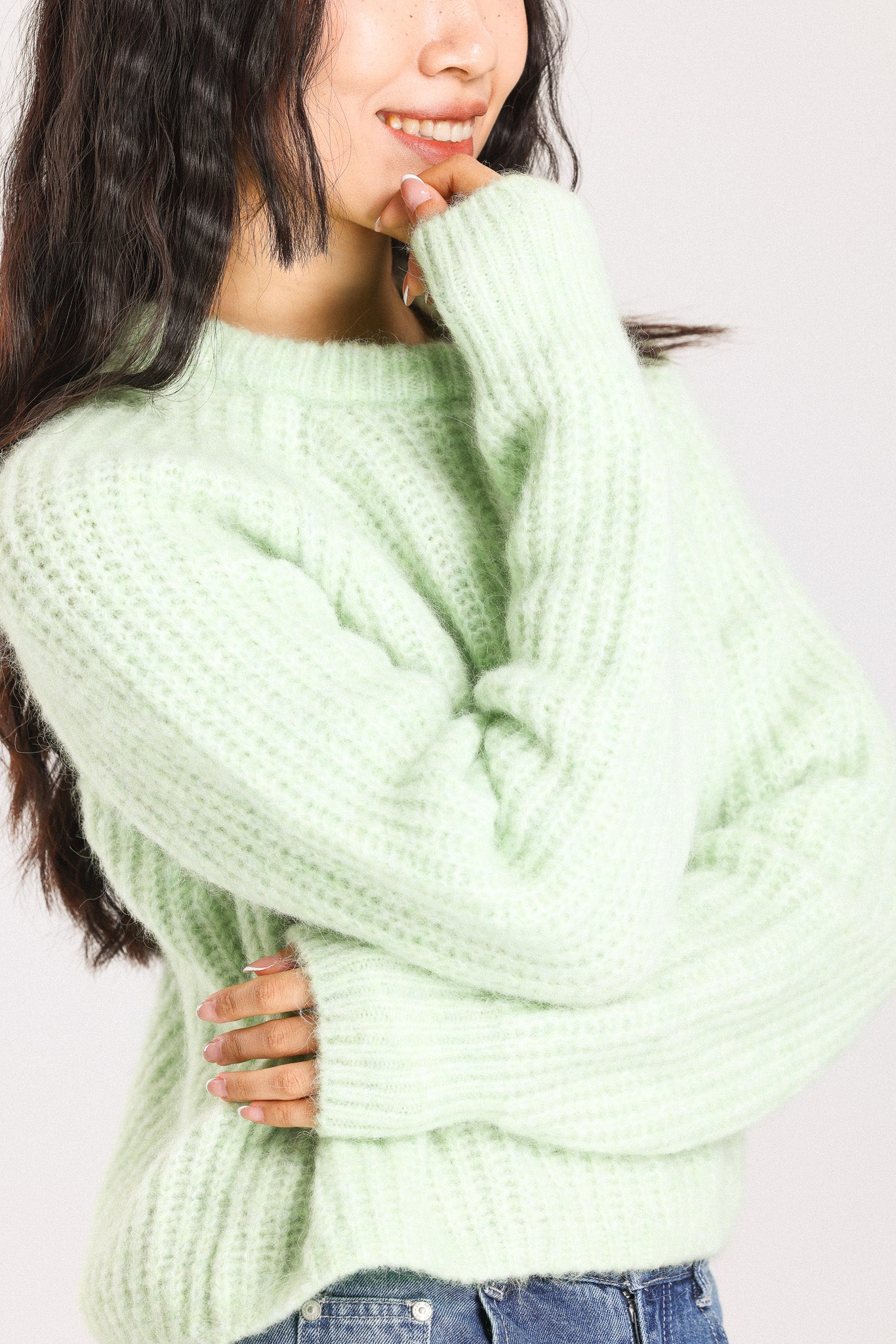 Janet Ribbed Alpaca wool Knit Jumper - Lime