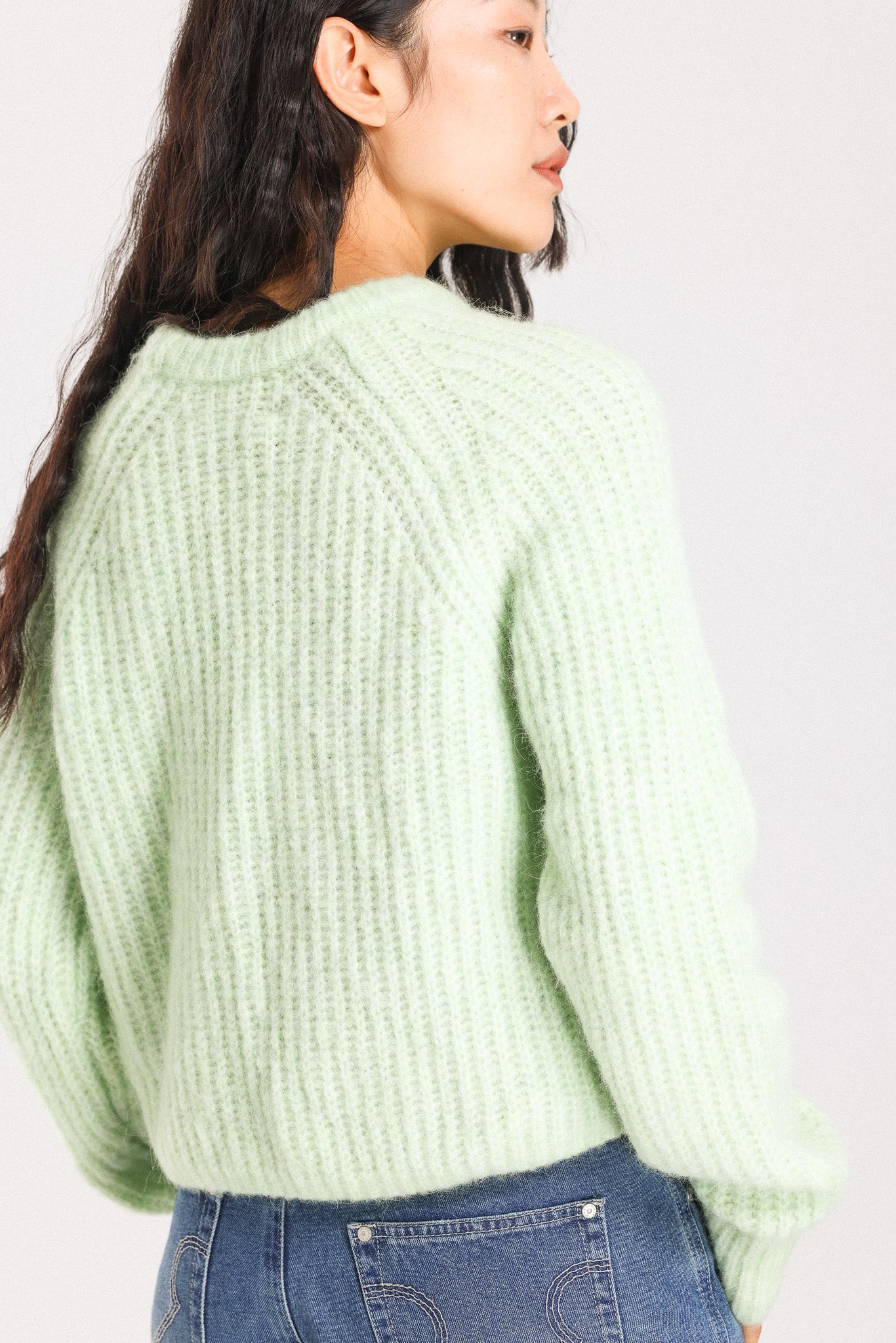 Janet Ribbed Alpaca wool Knit Jumper - Lime