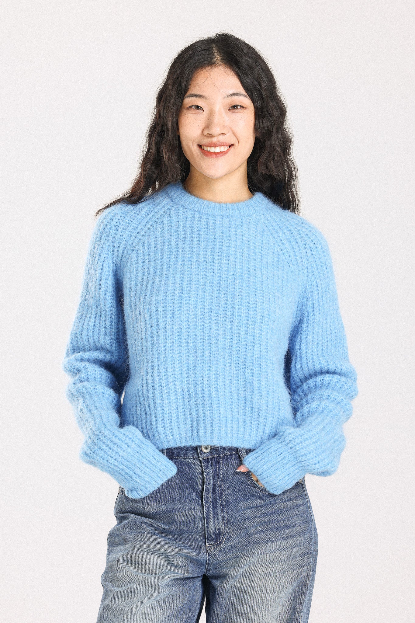 Janet Ribbed Alpaca wool Knit Jumper - Sky