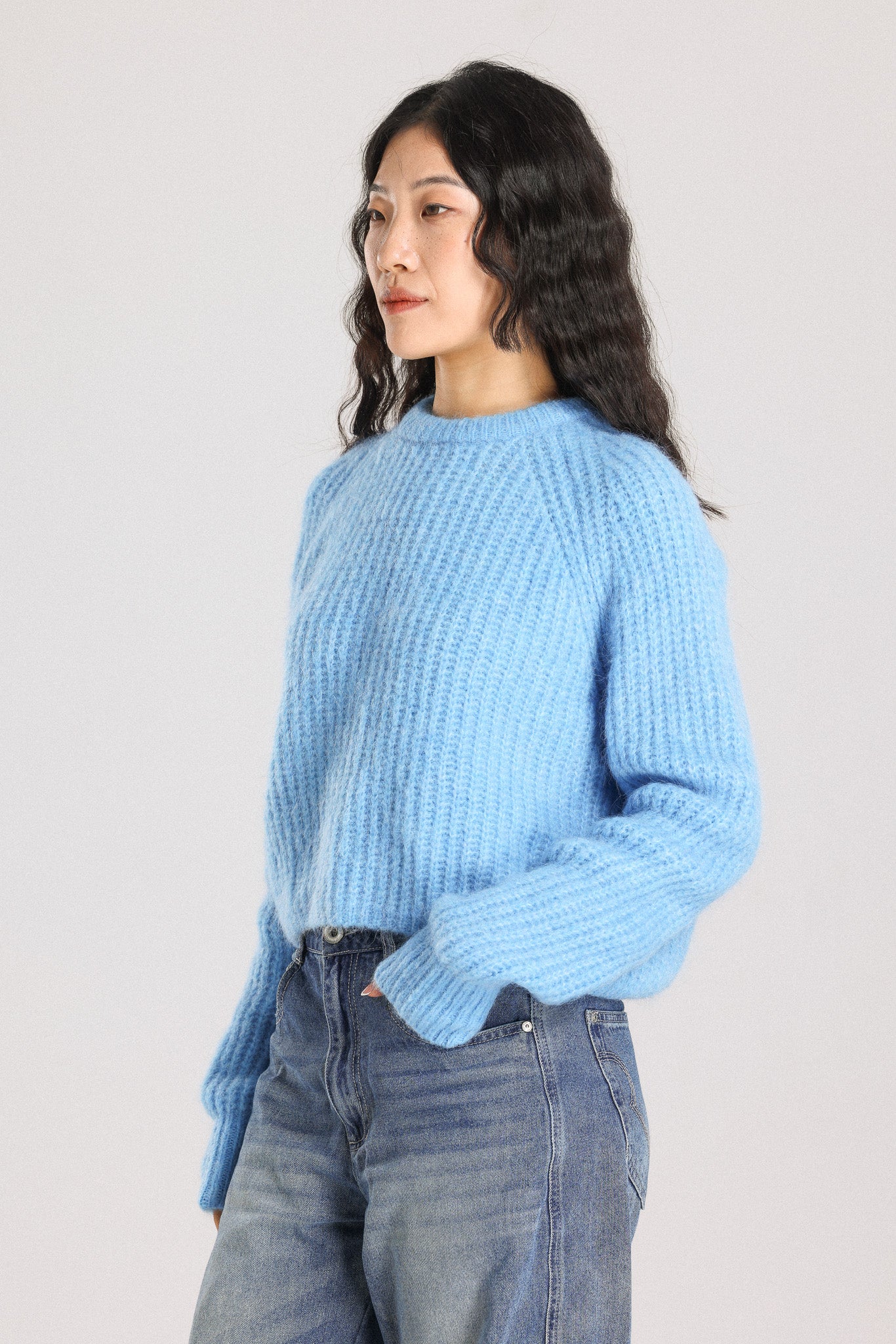 Janet Ribbed Alpaca wool Knit Jumper - Sky