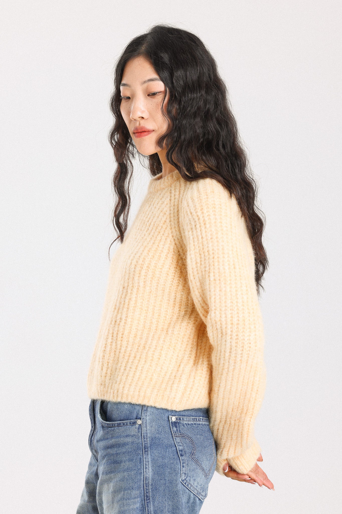 Janet Ribbed Alpaca wool Knit Jumper - Yellow