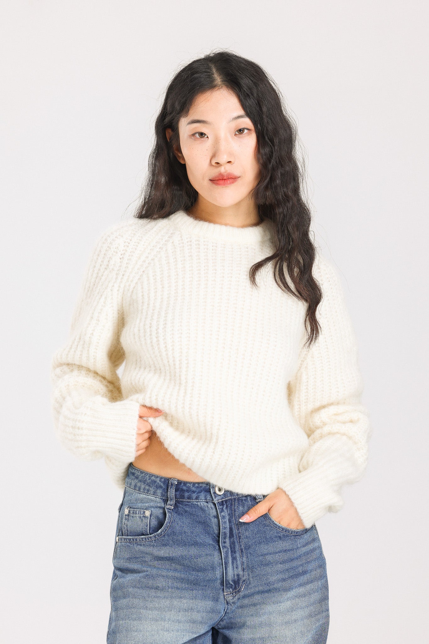 Janet Ribbed Alpaca wool Knit Jumper - White