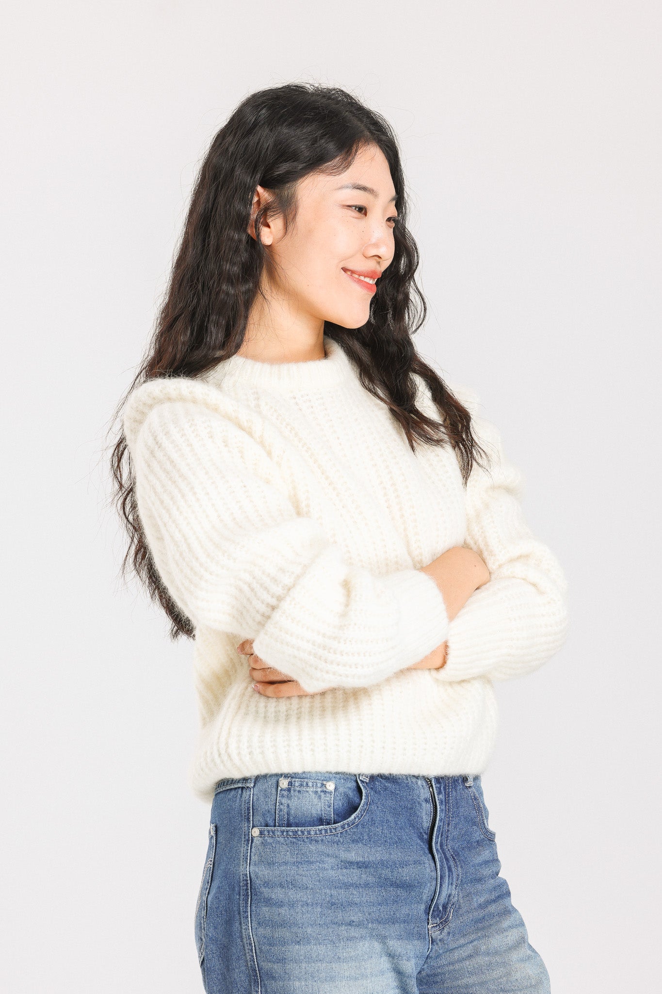 Janet Ribbed Alpaca wool Knit Jumper - White