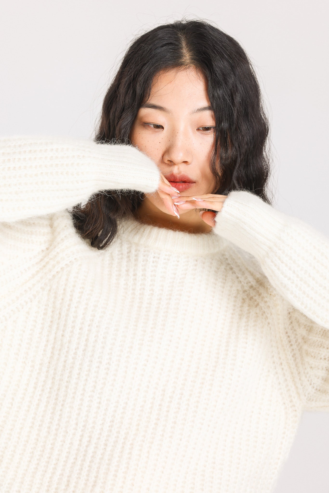Janet Ribbed Alpaca wool Knit Jumper - White