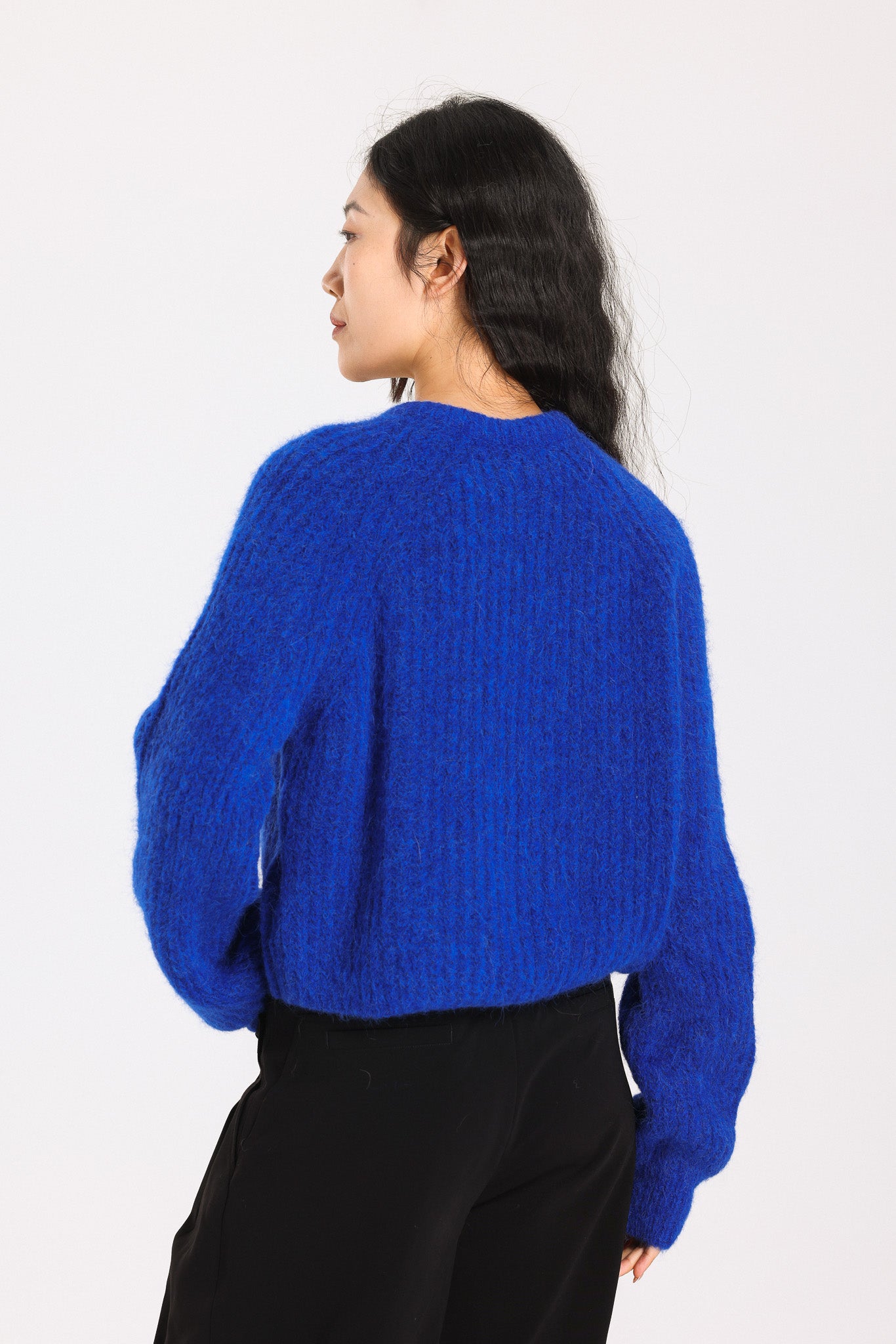 Janet Ribbed Alpaca wool Knit Cardigan - Royal Blue