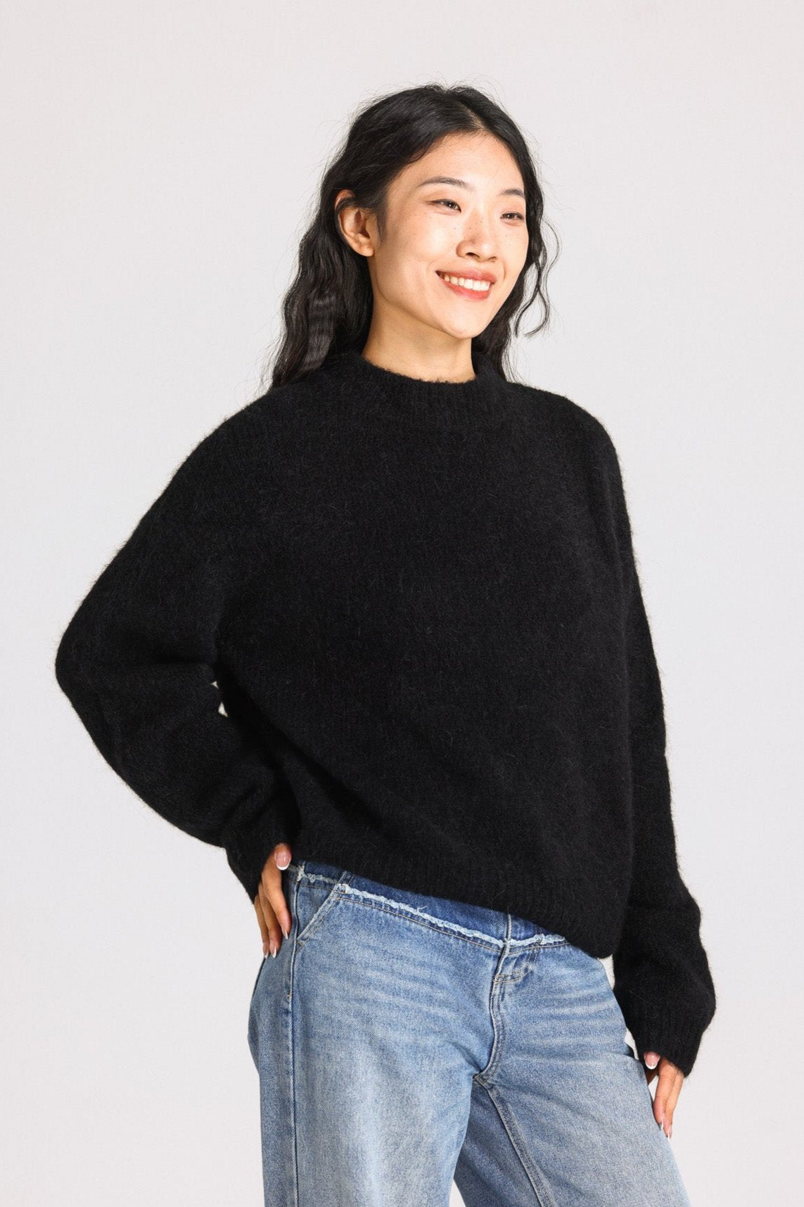 Lara Basic Alpaca wool Knit Jumper - Black