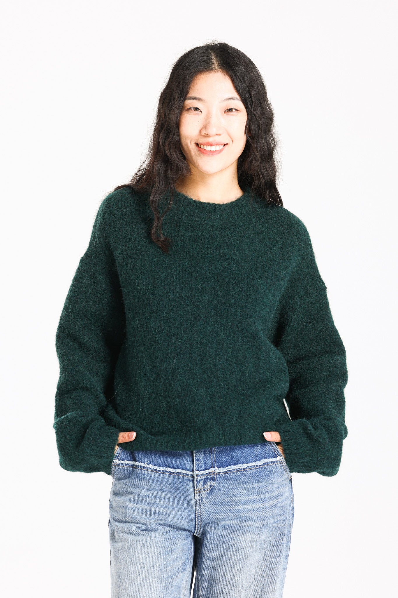 Lara Basic Alpaca wool Knit Jumper - Forest