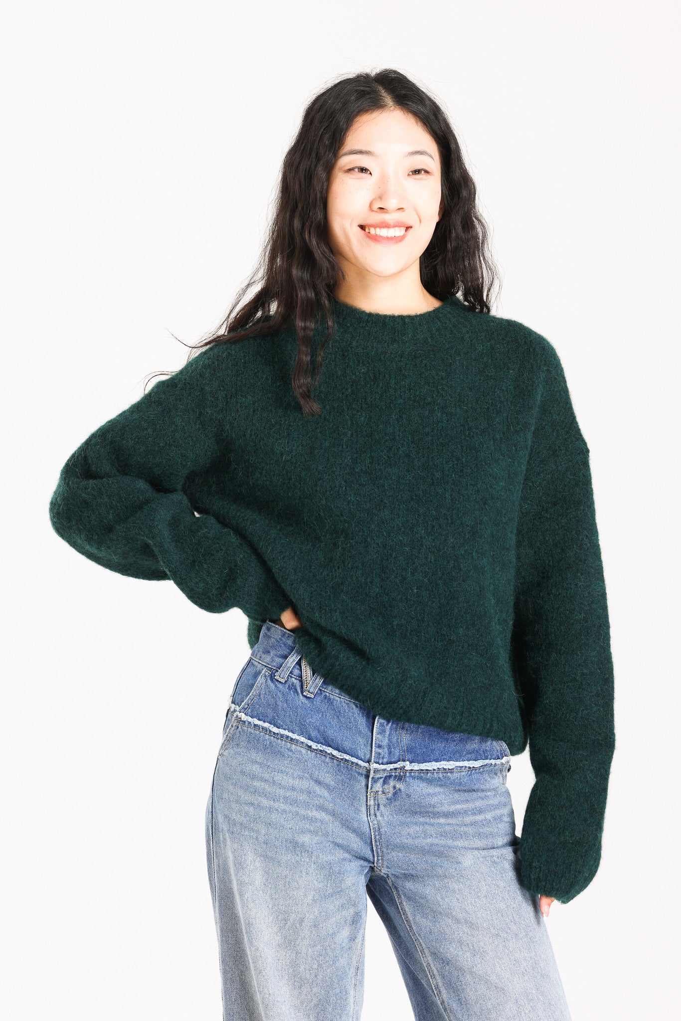 Lara Basic Alpaca wool Knit Jumper - Forest
