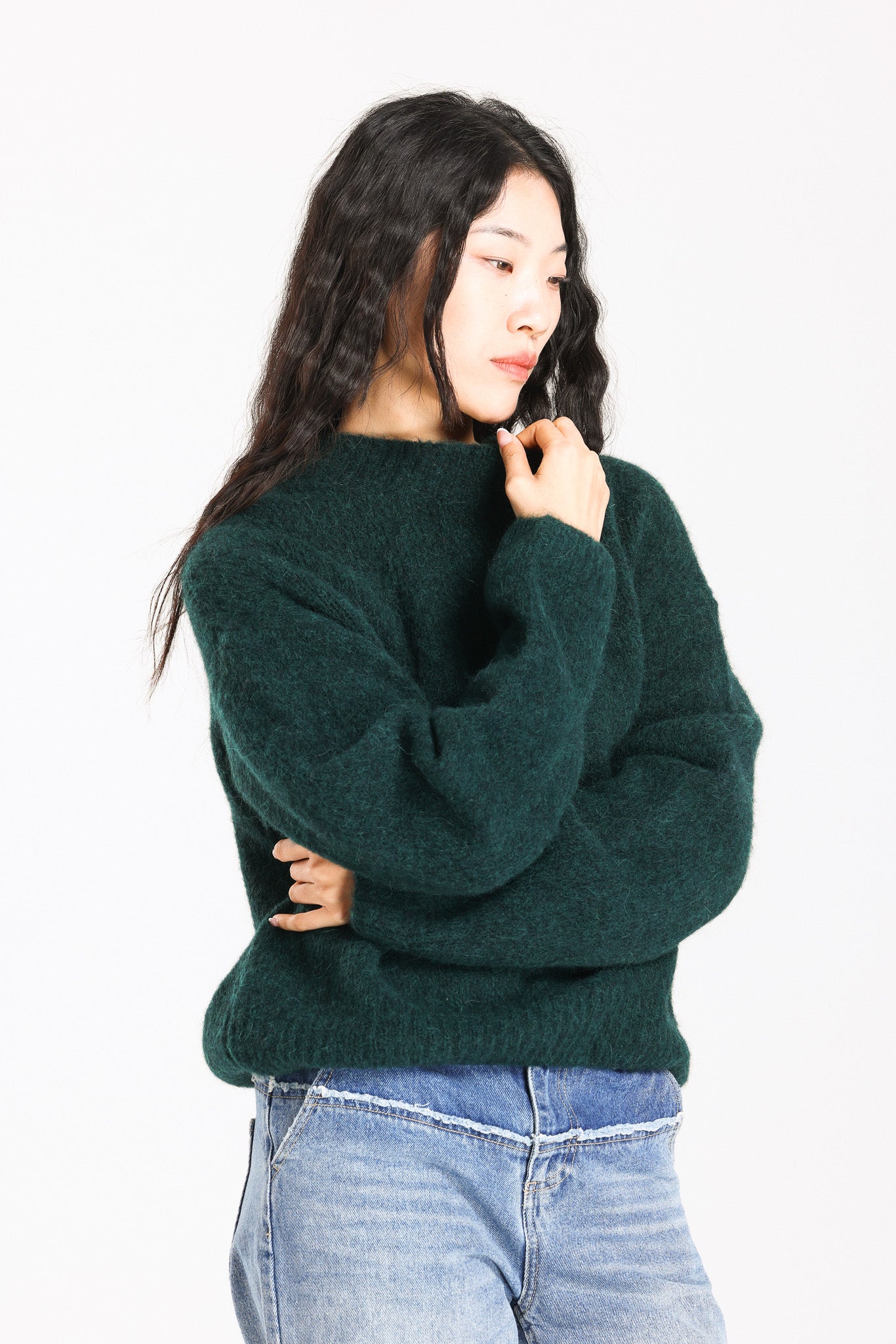 Lara Basic Alpaca wool Knit Jumper - Forest