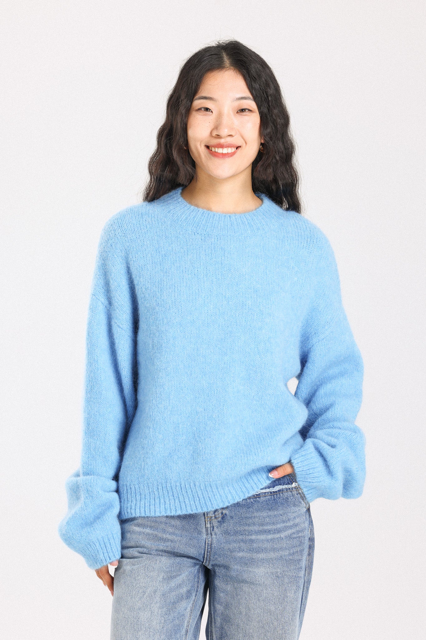 Lara Basic Alpaca wool Knit Jumper - Sky