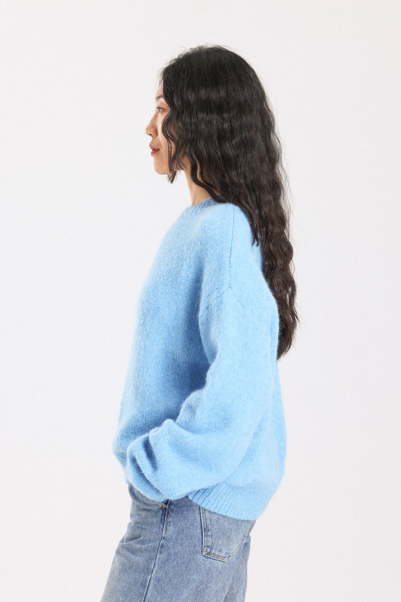 Lara Basic Alpaca wool Knit Jumper - Sky