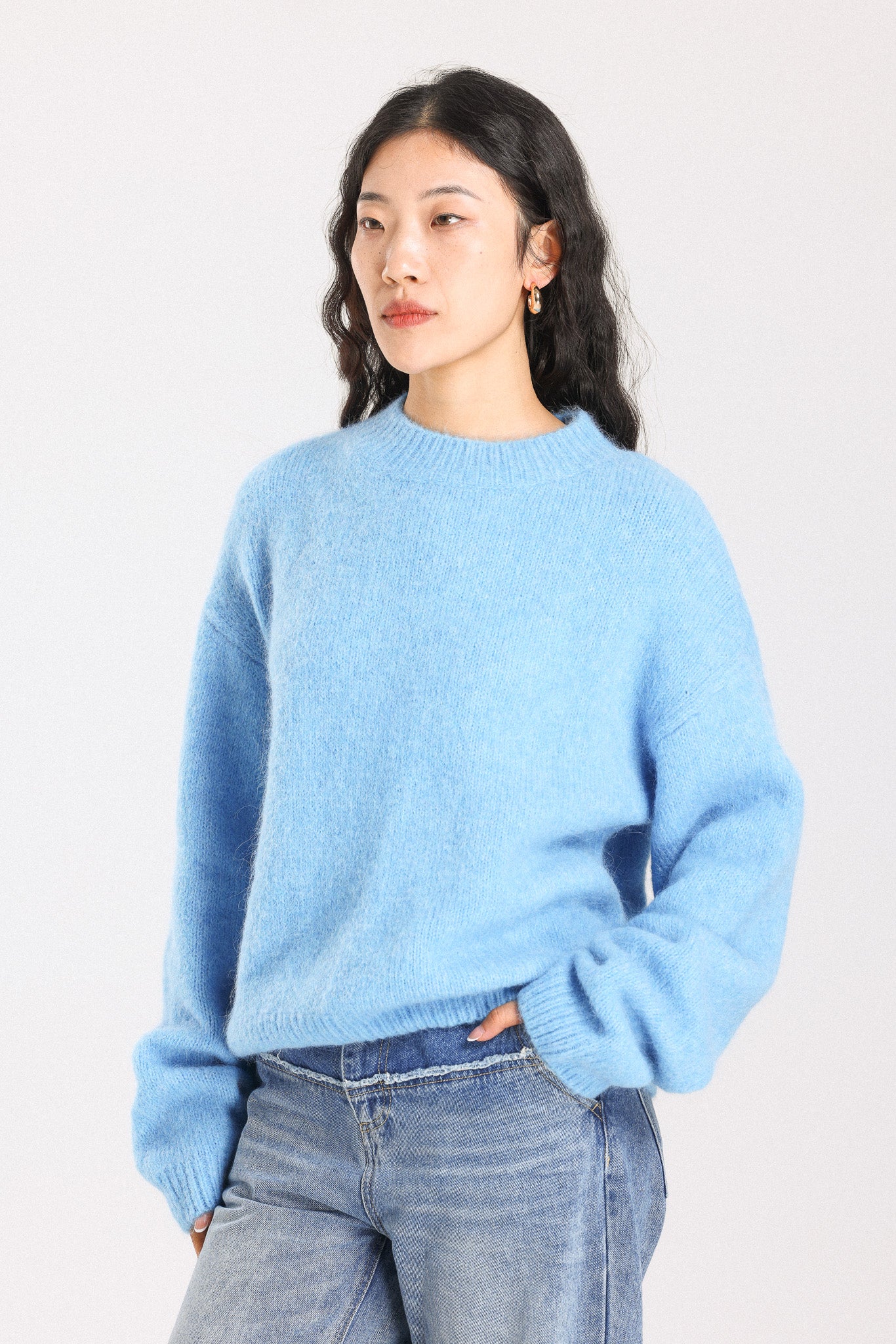 Lara Basic Alpaca wool Knit Jumper - Sky