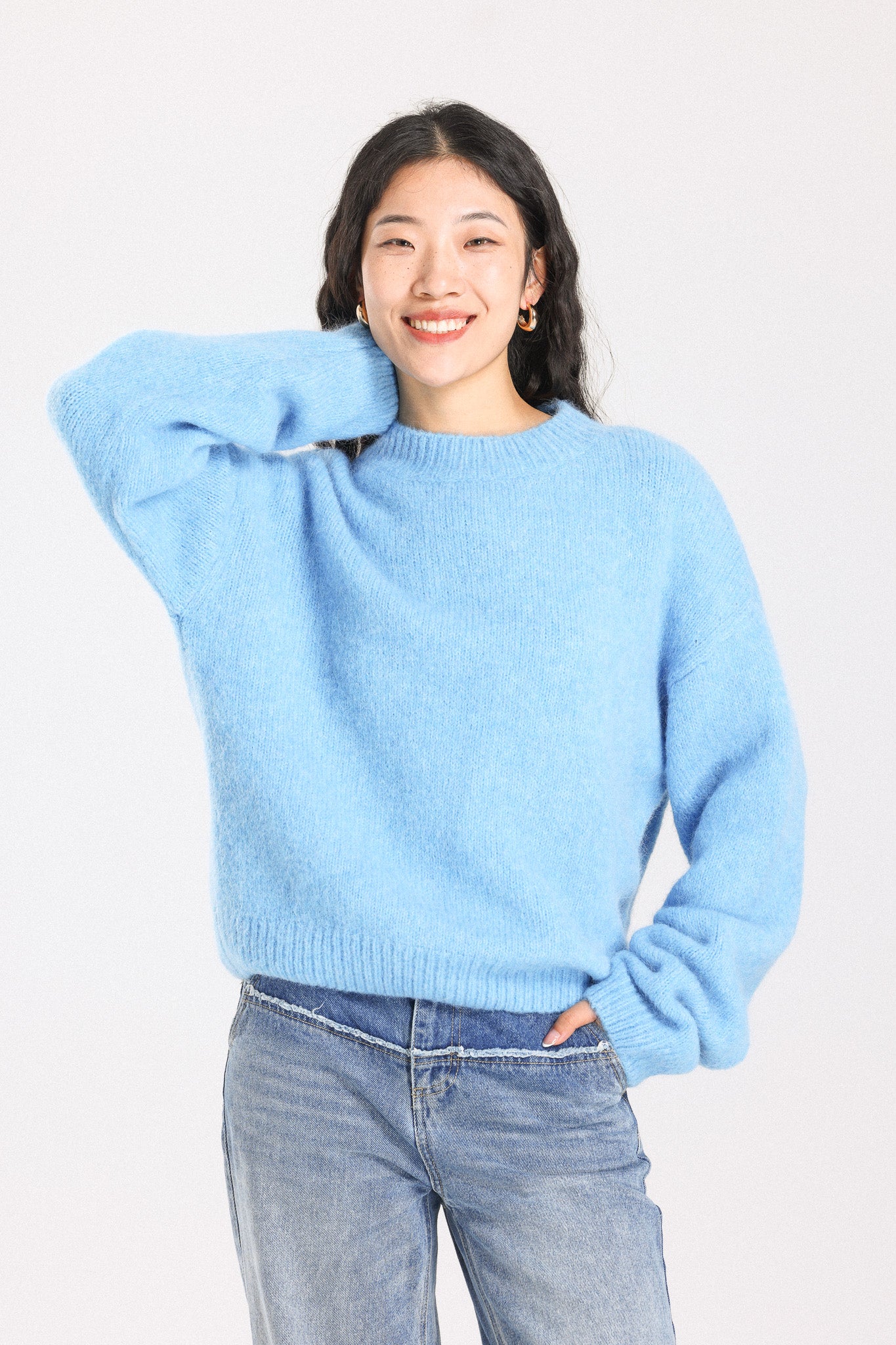 Lara Basic Alpaca wool Knit Jumper - Sky