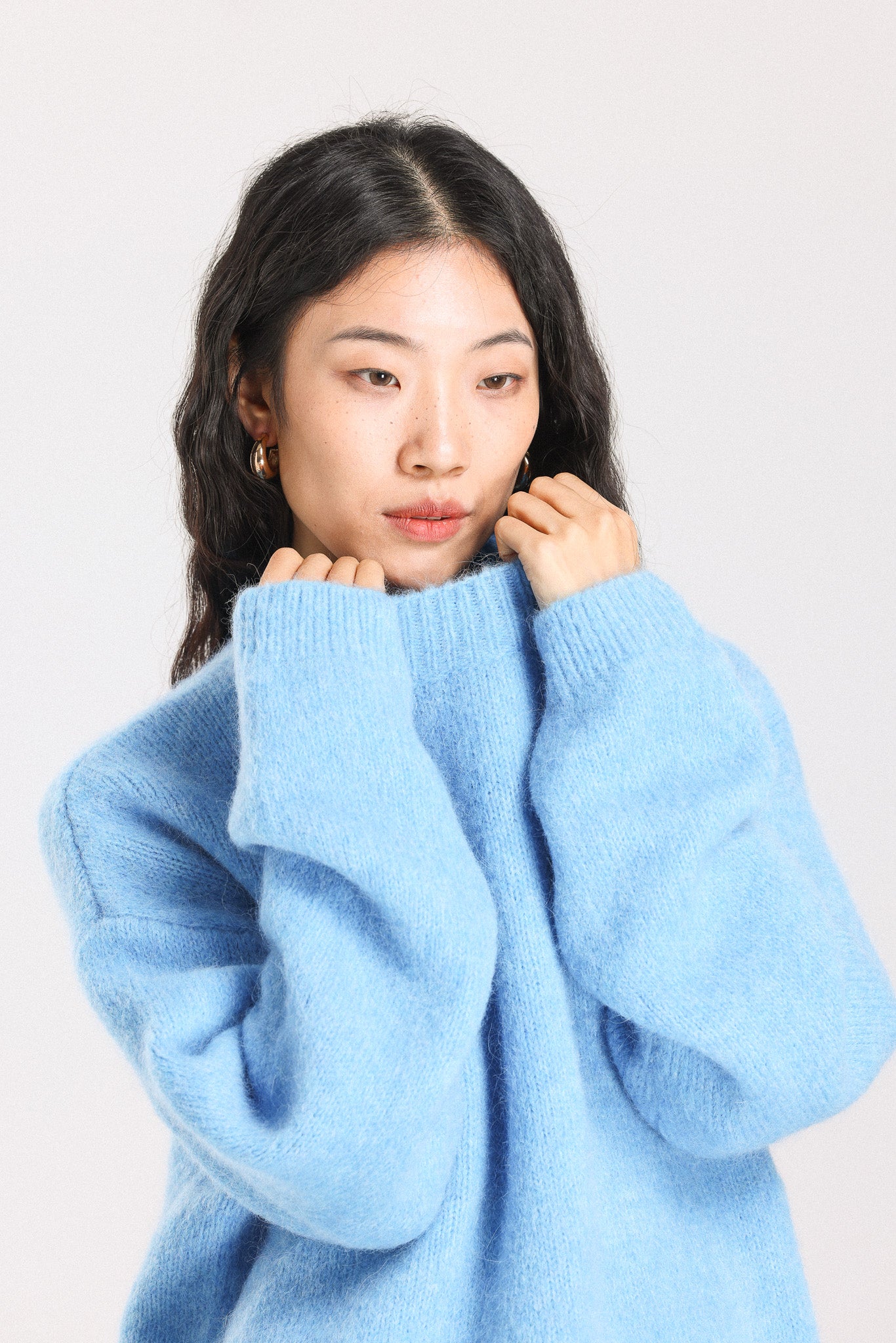 Lara Basic Alpaca wool Knit Jumper - Sky