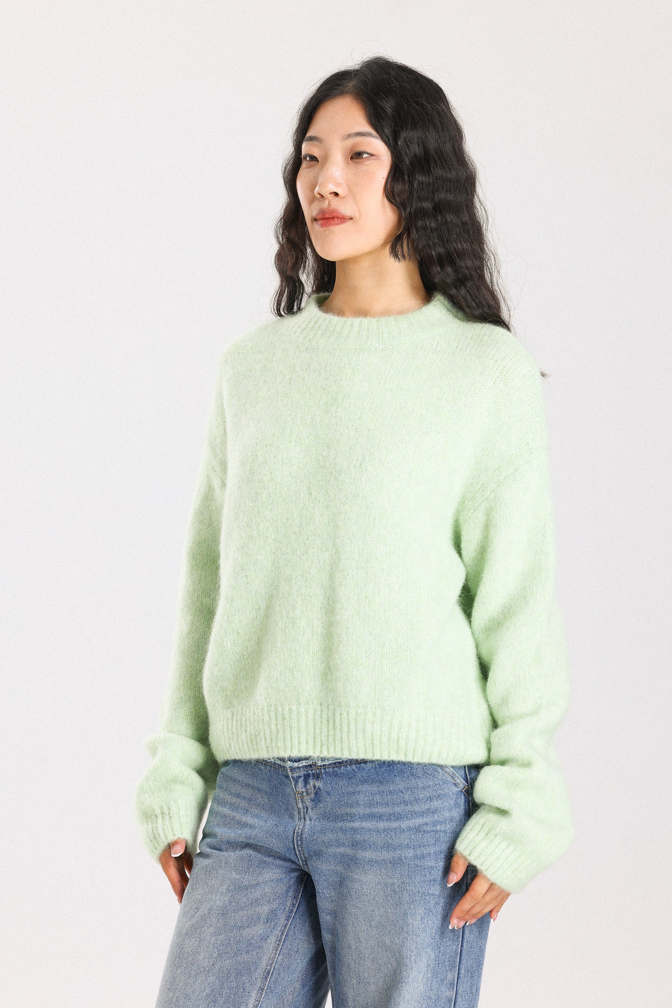 Lara Basic Alpaca wool Knit Jumper - Lime