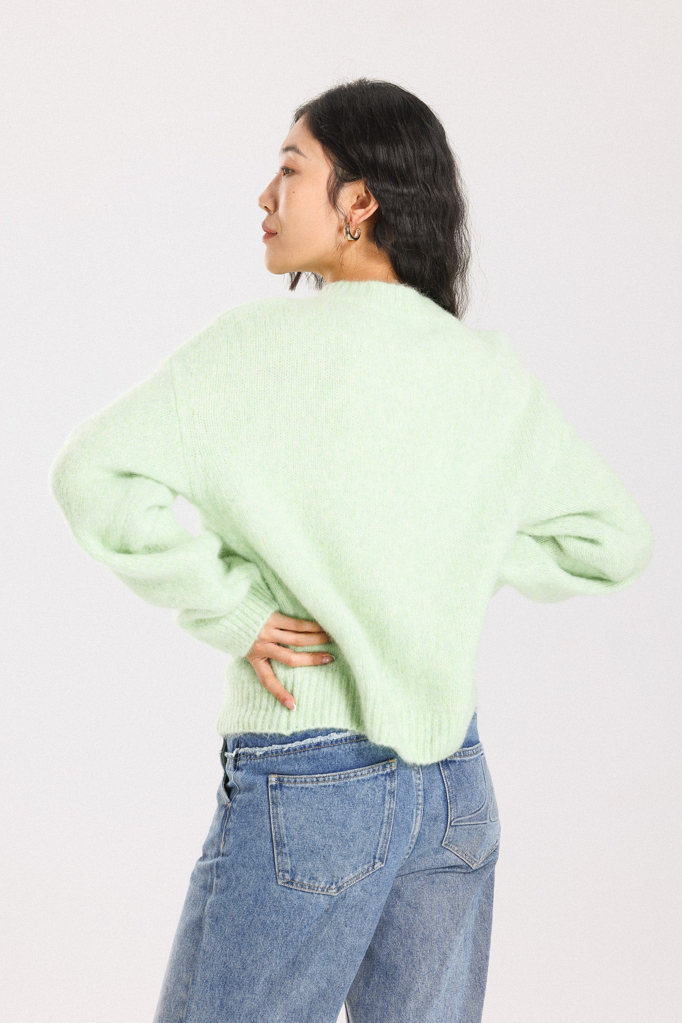 Lara Basic Alpaca wool Knit Jumper - Lime