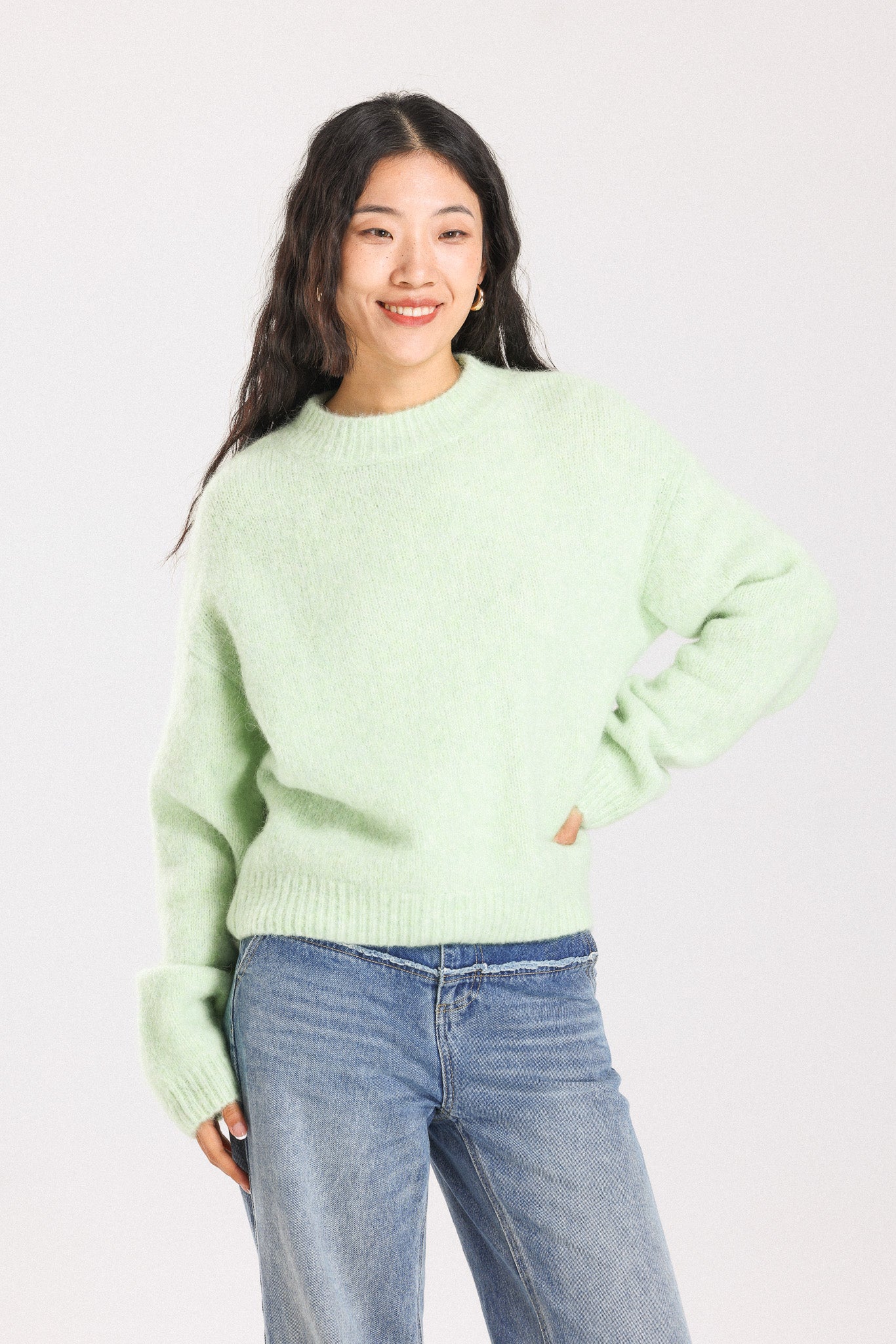 Lara Basic Alpaca wool Knit Jumper - Lime