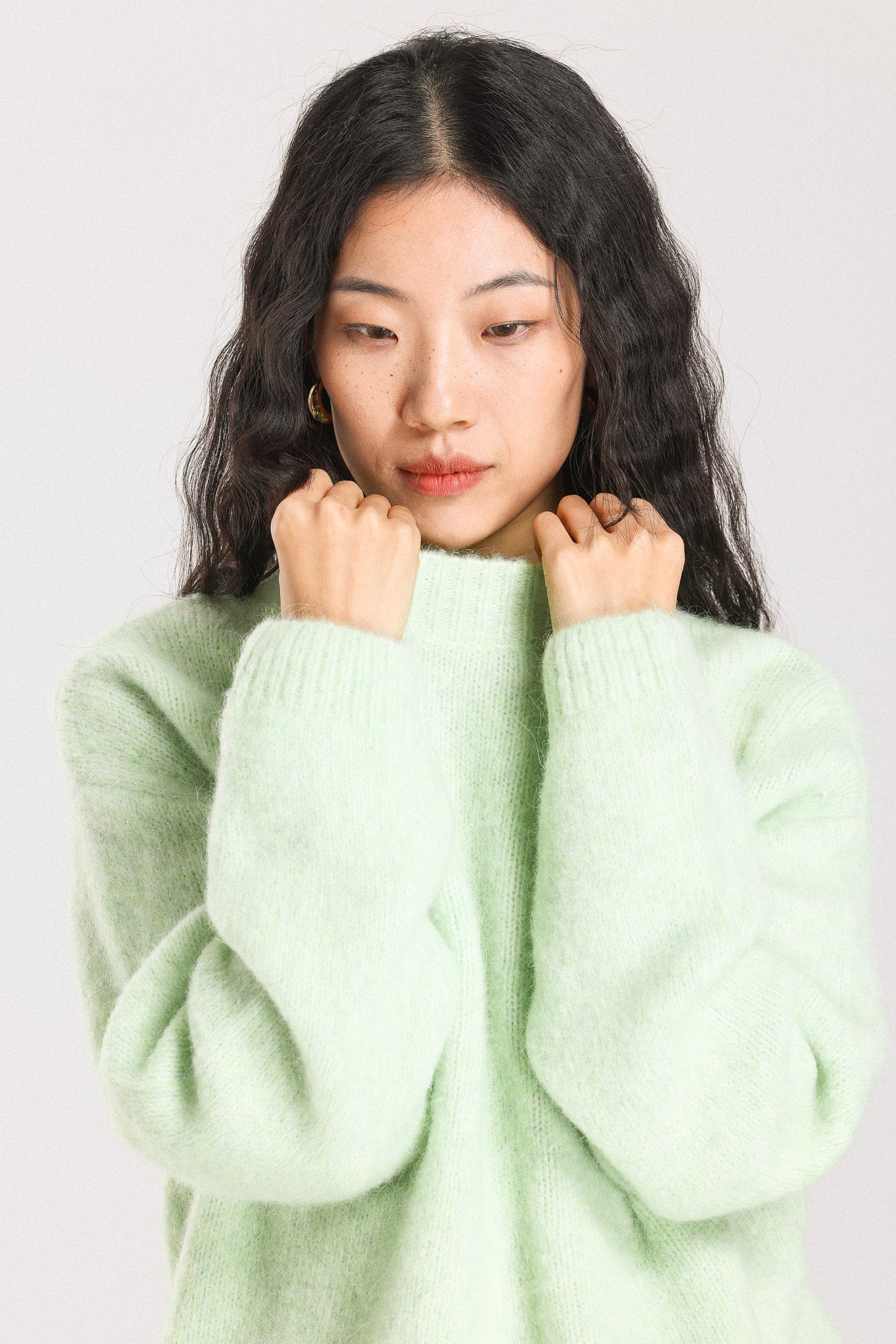 Lara Basic Alpaca wool Knit Jumper - Lime