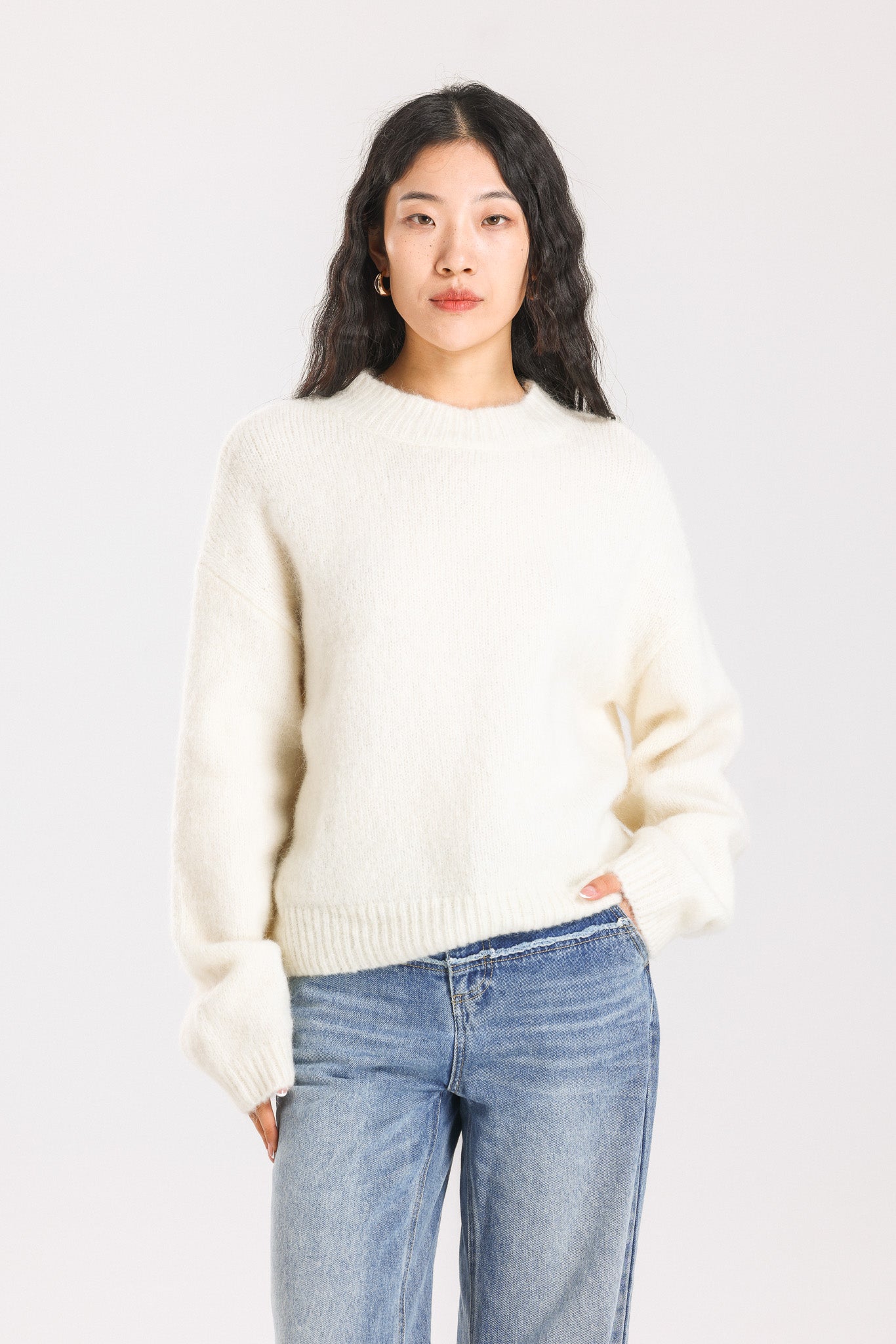 Elisha Alpaca Lightweight Knitted Jumper Sweater-Black main image 1