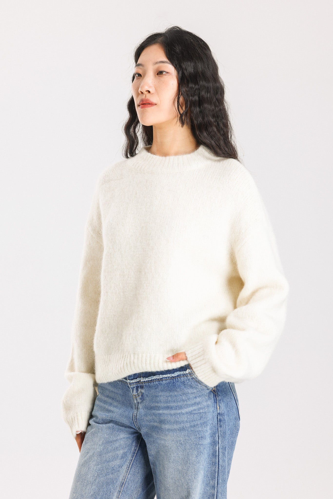 Lara Basic Alpaca wool Knit Jumper - White
