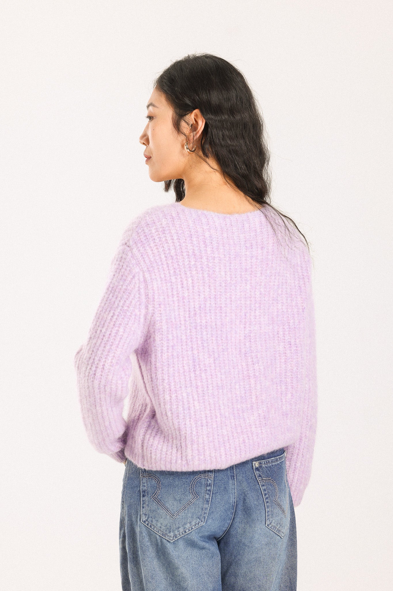 Immy V-neck Basic Alpaca wool Knit Jumper - Purple